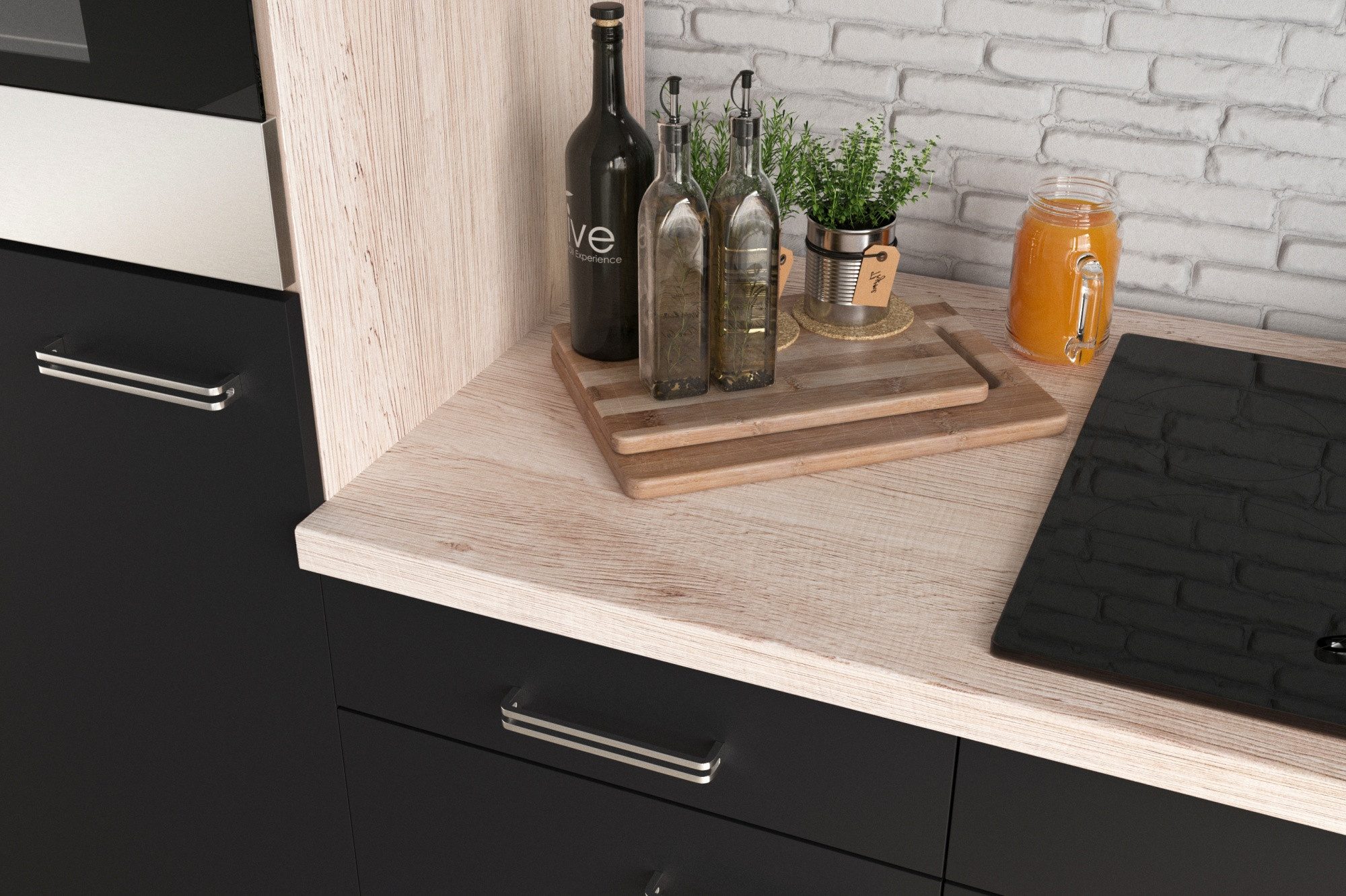 Flex-Well Spülenunterschrank Spülenunterschrank mit Arbeitsplatte & Spüle - 100 cm breit - Anthrazi
