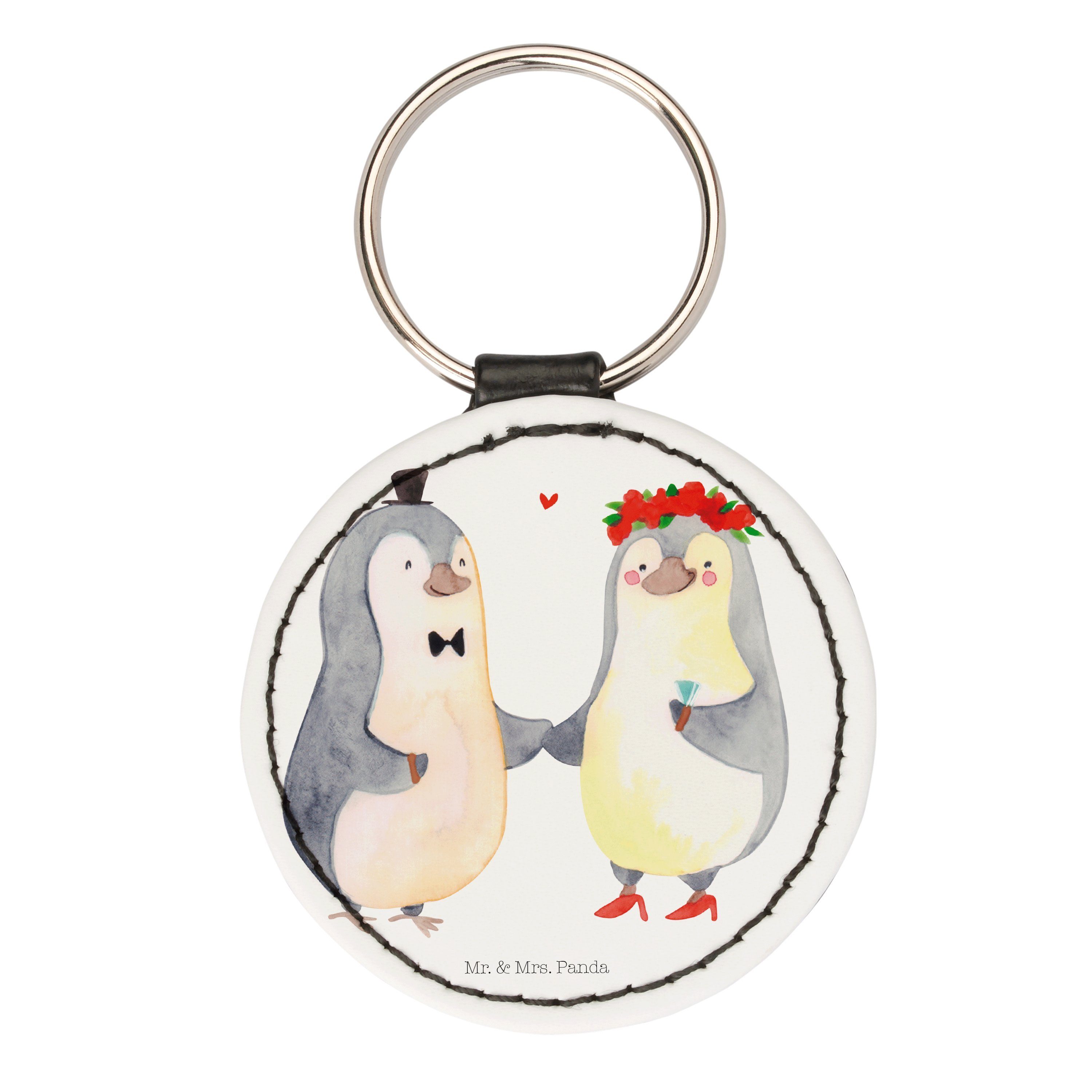 Mr. & Mrs. Panda Schlüsselanhänger Pinguin Heirat - Weiß - Geschenk, Taschenanhänger, Schutzengel, Ehema (1-tlg)