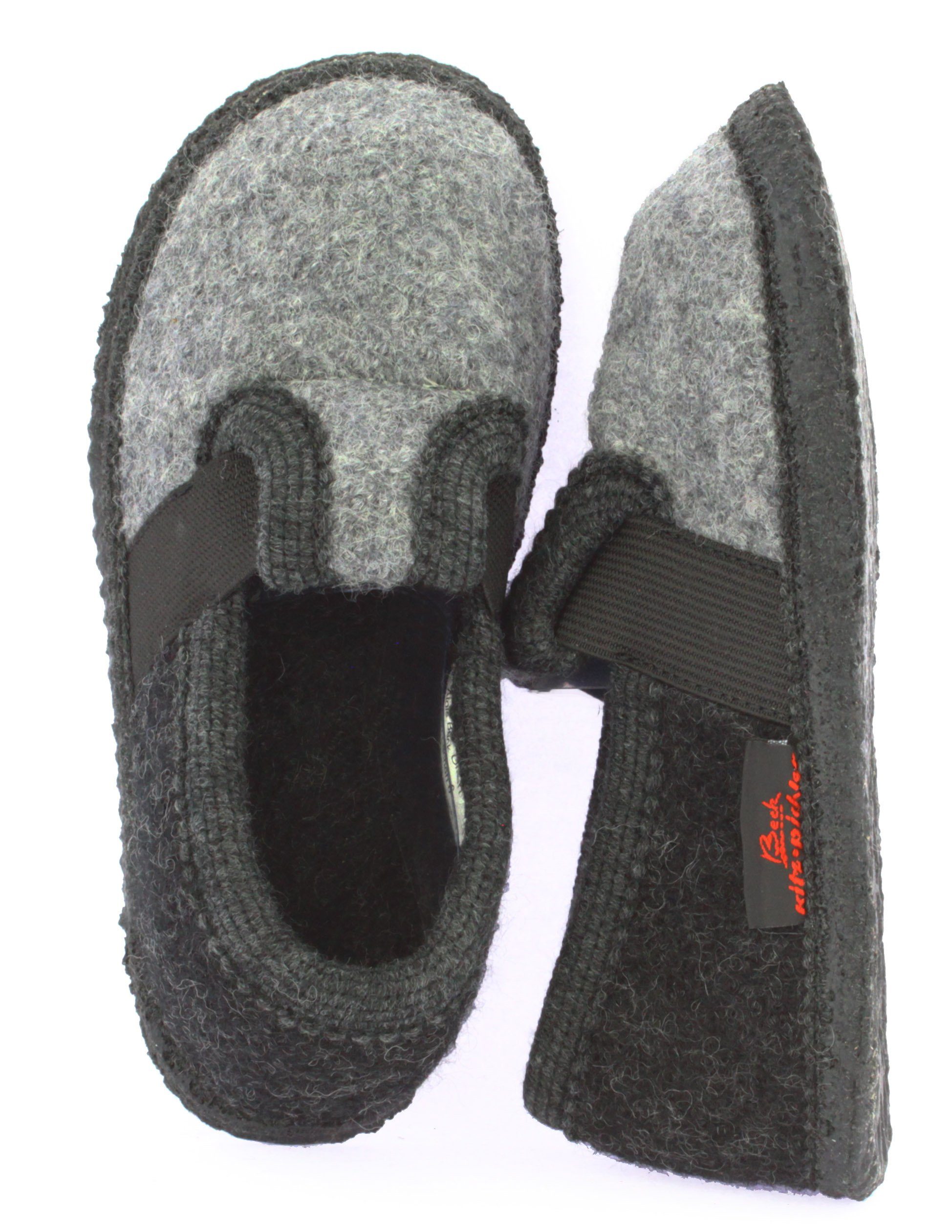 Beck Hüttenschuh Bobby Hüttenschuhe (aus Österreich, reine Schurwolle, warme Füße für Kita, Schule und Zuhause) rutschfeste Sohle