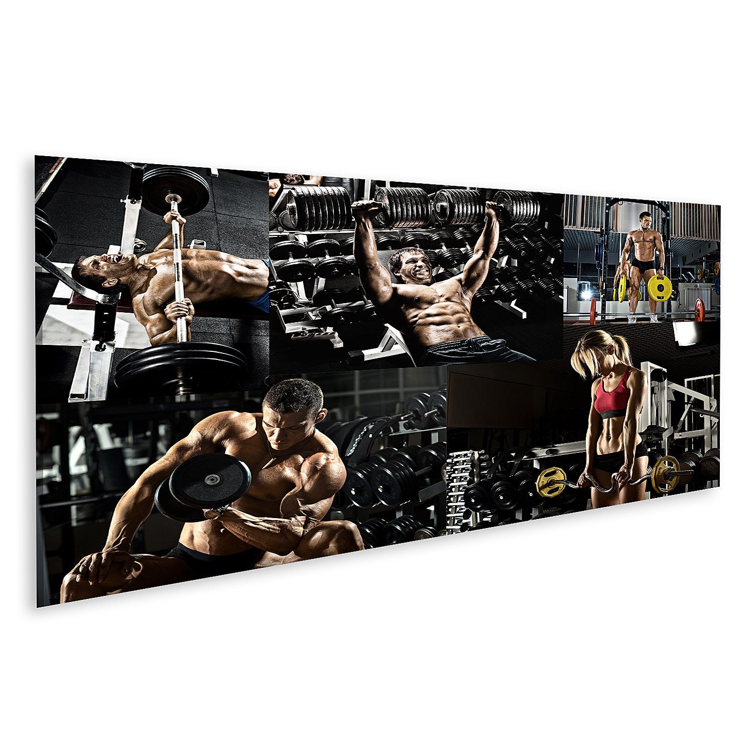islandburner Leinwandbild Bodybuilding Ausführung Übung Presse Gewicht Gym Collage Fot Bilder