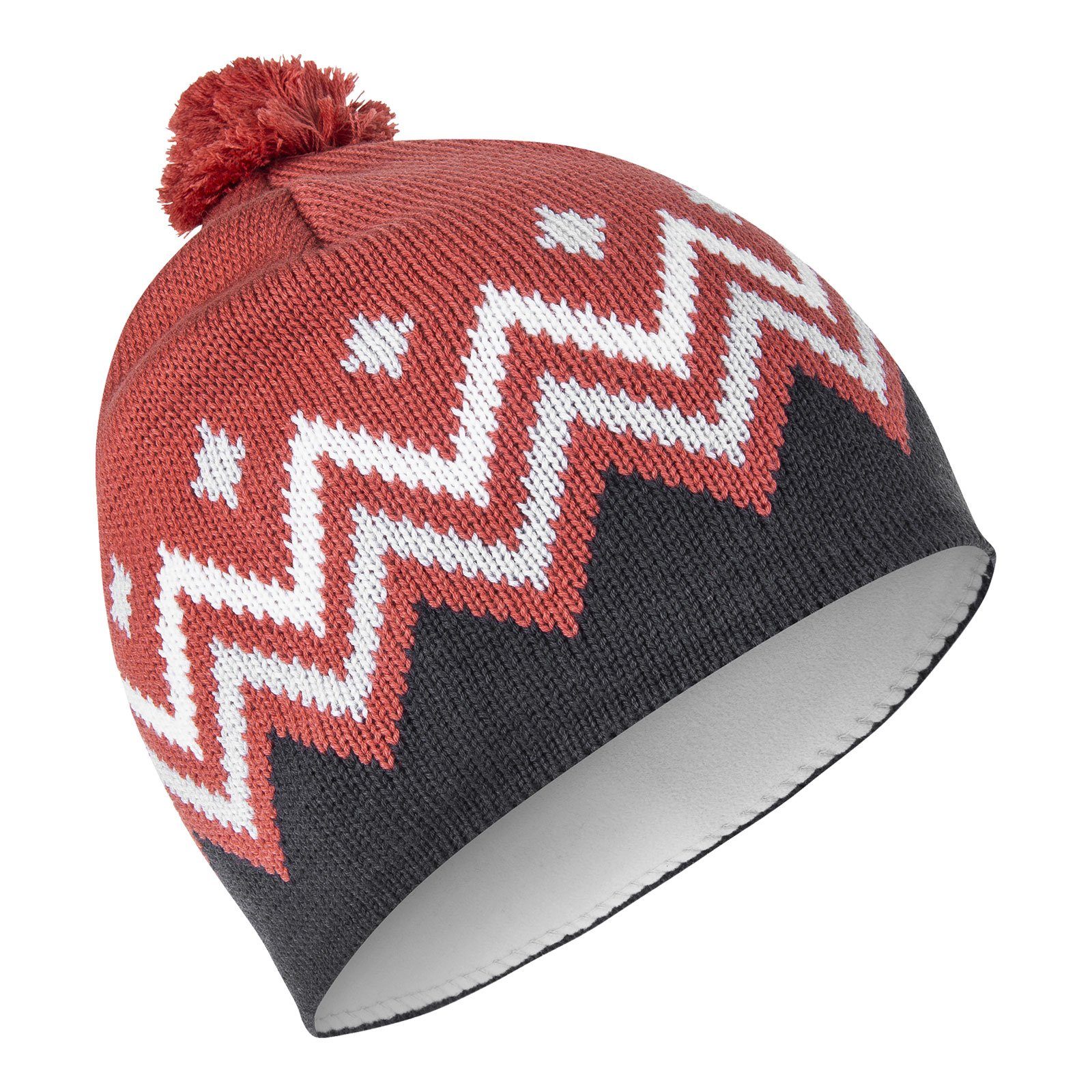 DAEHLIE Bommelmütze Hat Pattern mit Fleece-Innenband rot