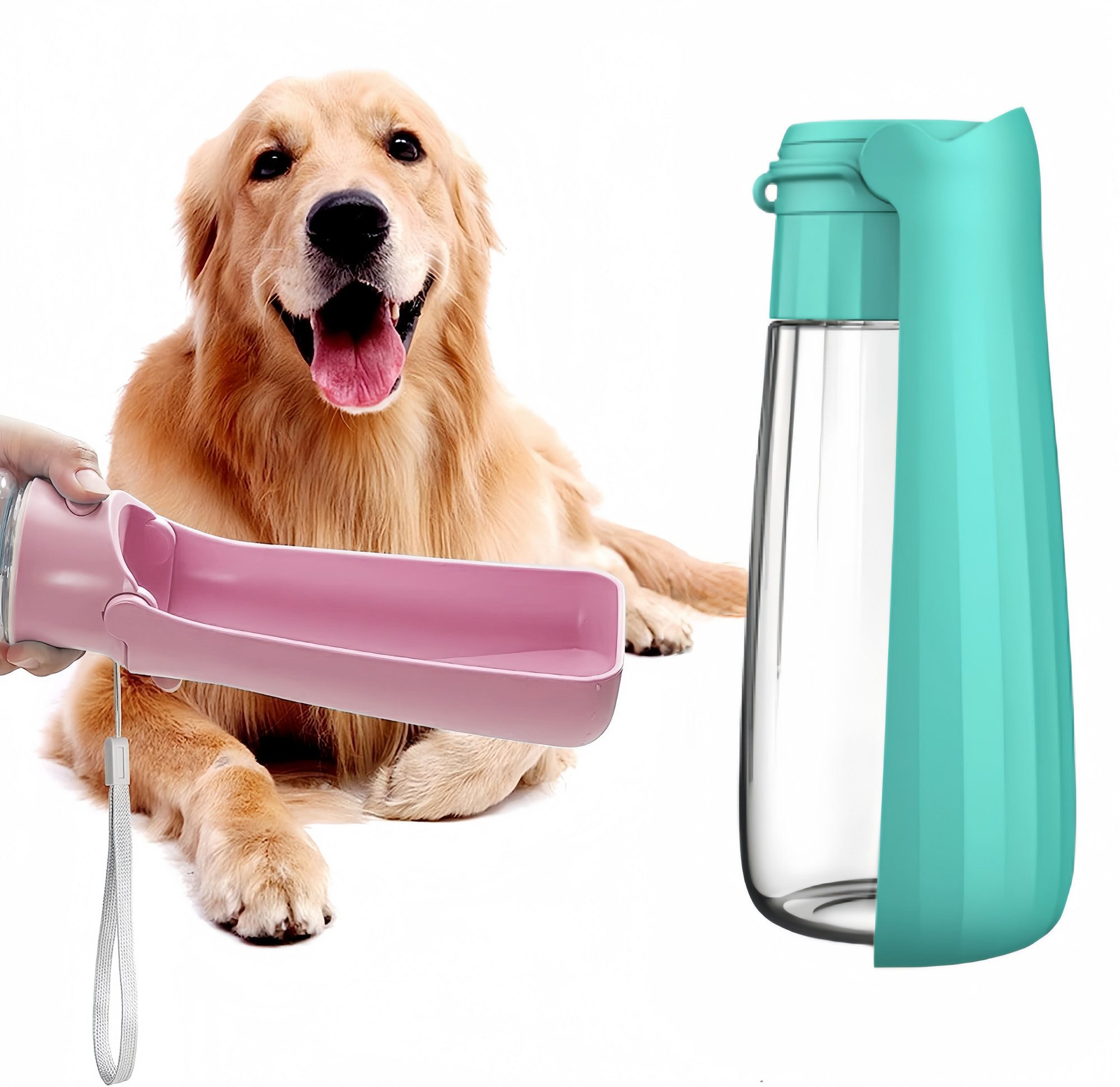 FOUORTUNATE-BEE Wasserspender Faltbarer Trinknapf für Hunde 550 ml für unterwegs, Trinkflasche für Hunde und Katzen für Spaziergänge und Reisen