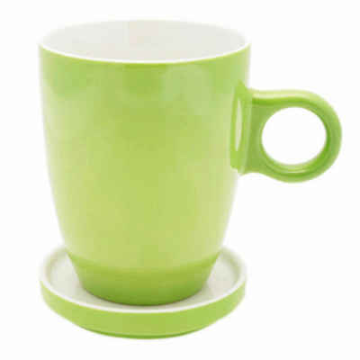 PICKWICK Tasse Teetasse mit Untertasse, Tee Tip, grün, 230 ml, Porzellan