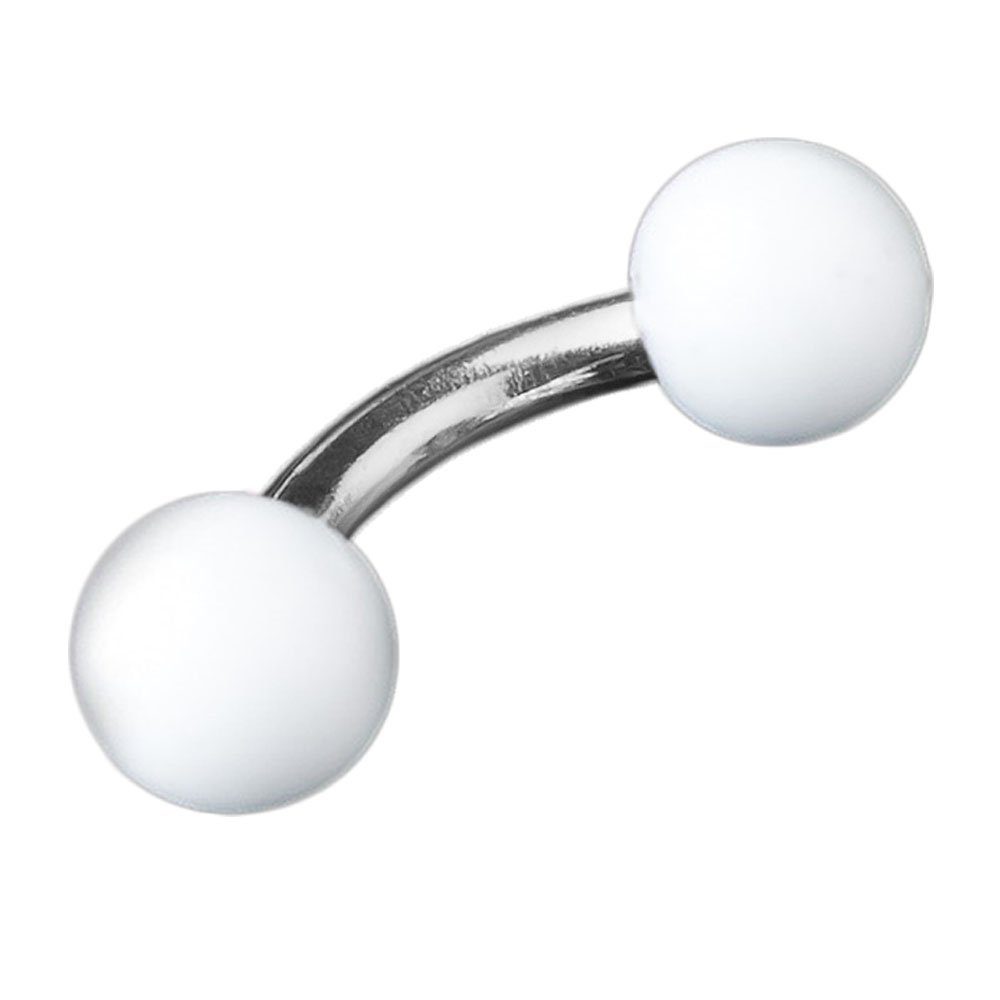 viva-adorno Augenbrauenpiercing 1,2 x 5mm Micro Piercing Banane Stahlkugeln glänzend emailliert, Curved Barbell 316L Chirurgenstahl