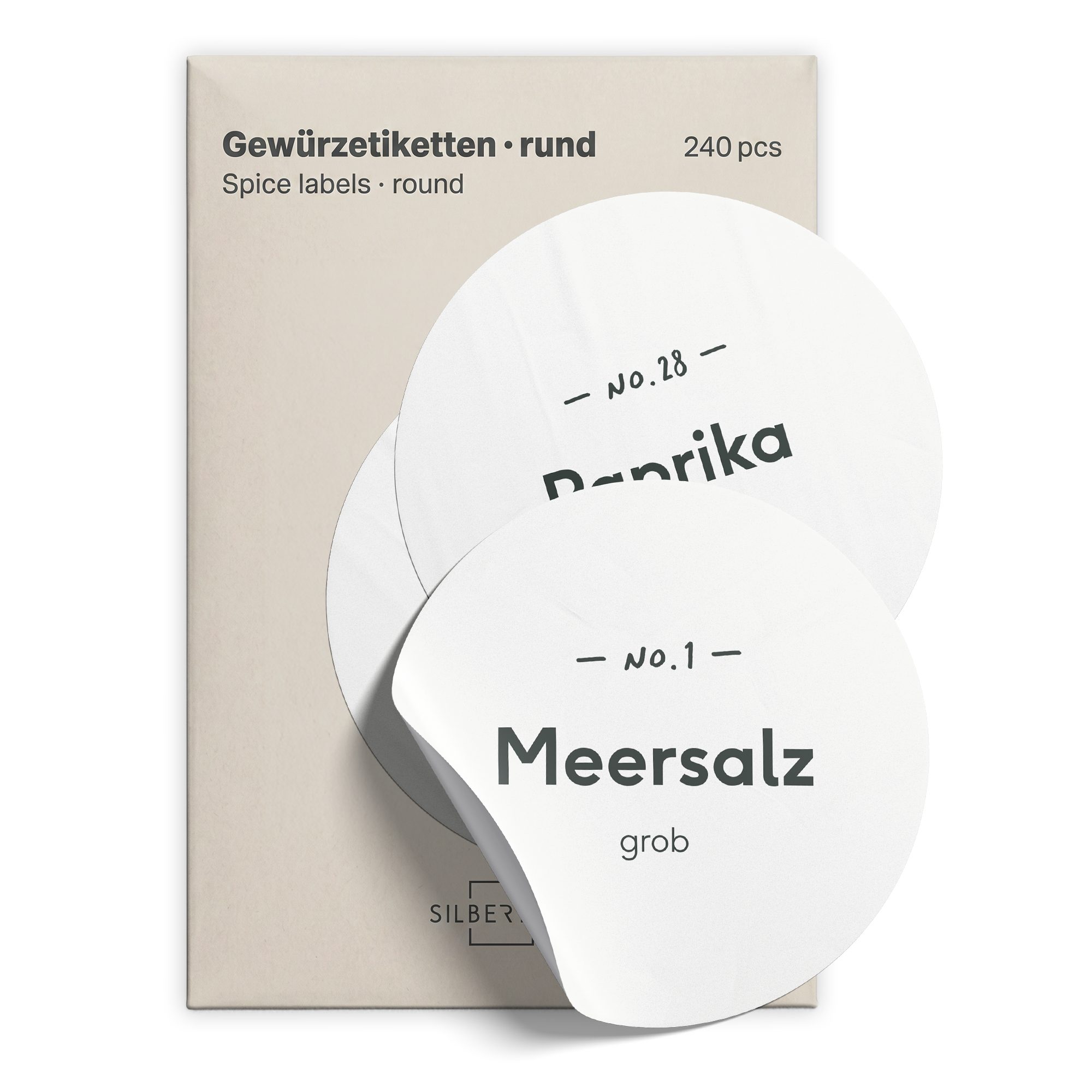 SILBERTHAL Etikett für Gewürzgläser Rund 240 Stück, Vorgedruckt & Blanko, wasserfest & wiederverwendbar
