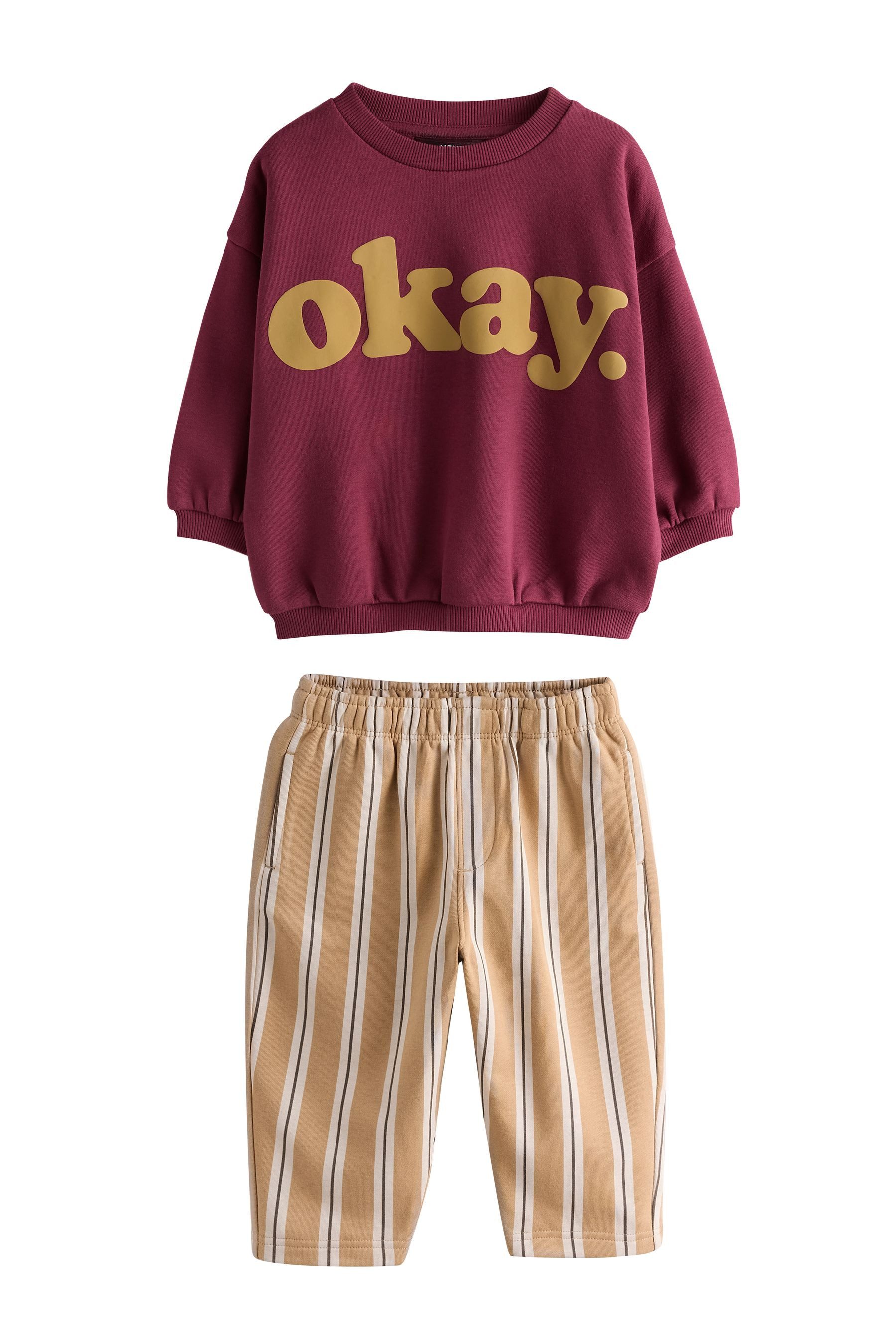 Sweatanzug Rundhals-Sweatshirt mit Print und Jogginghose