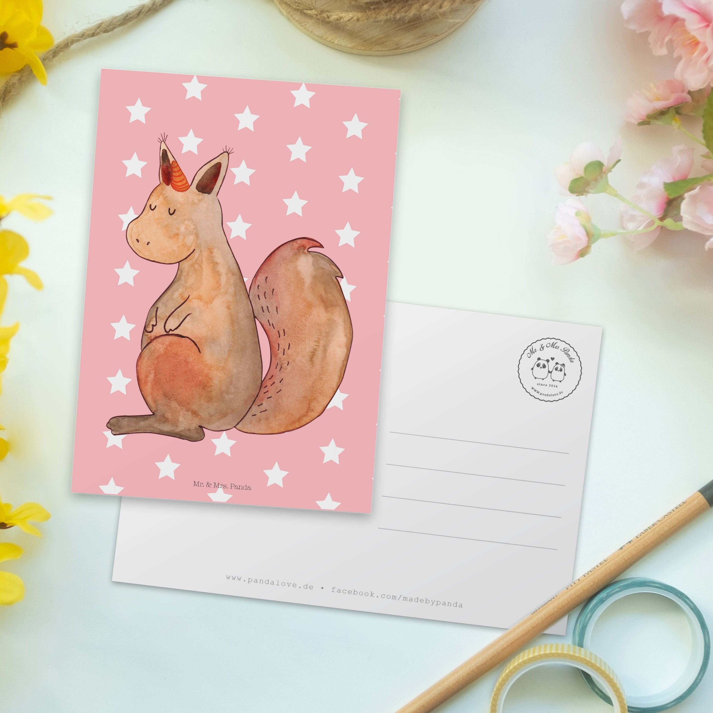 Mrs. Pastell Panda - Mr. Uni Geschenk, Postkarte Rot - Einladung, Eichhorn, & Glaube Einhörnchen