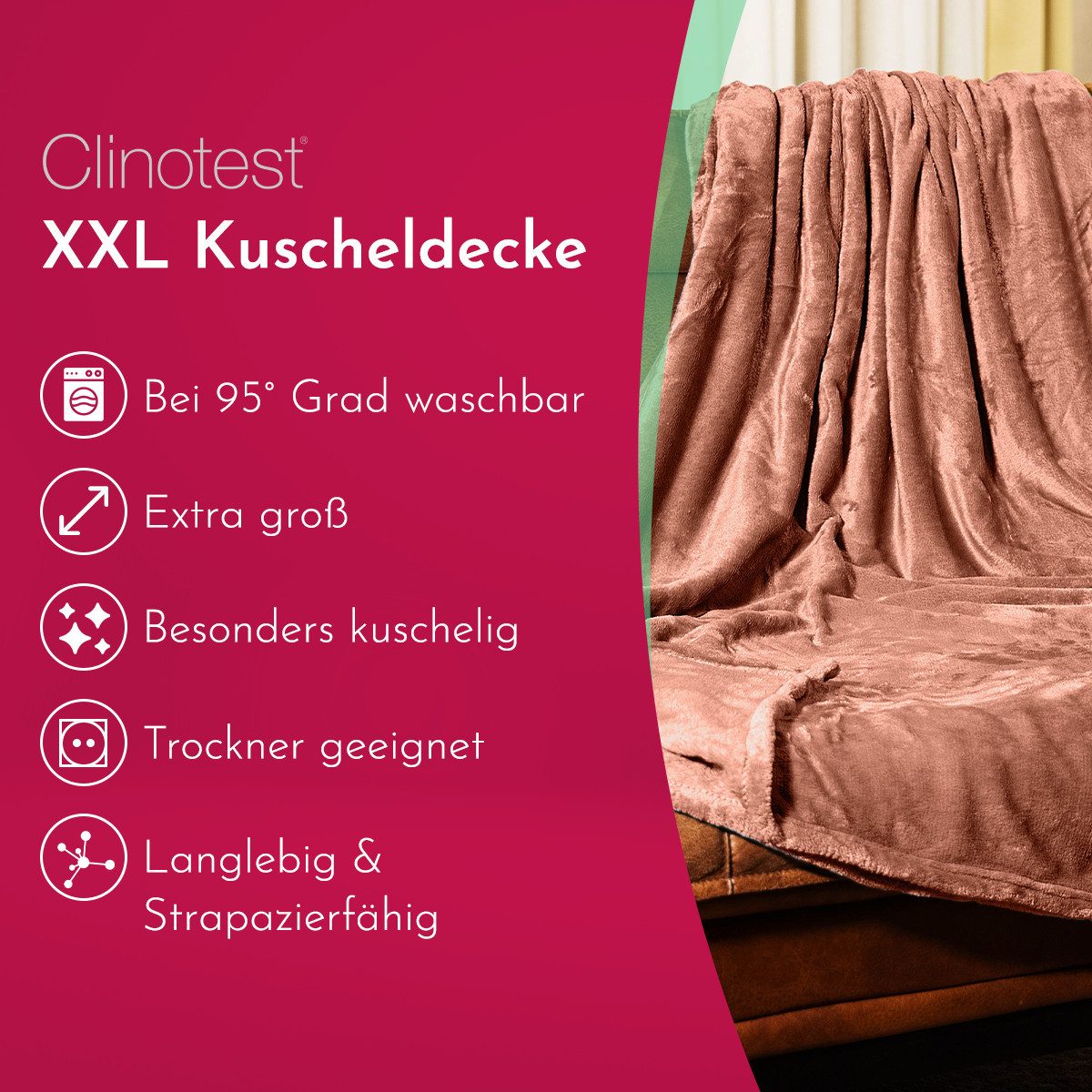 Wohndecke Kuscheldecke aus 100% Polyester, 150x220 günstig online kaufen