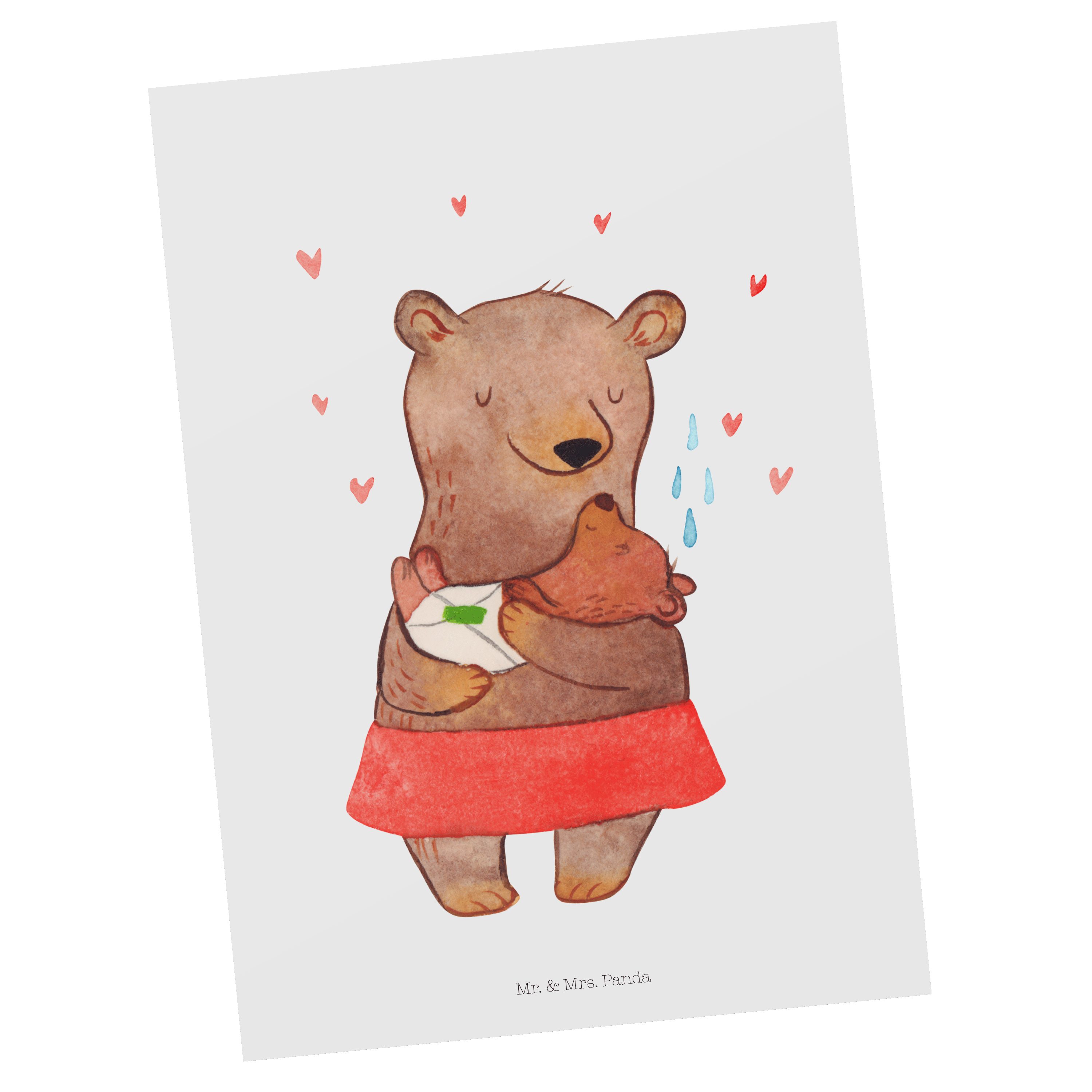 Mr. & Mrs. Panda Postkarte Bären Baby Taufe - Weiß - Geschenk, Geschenk zur Taufe, Geburtstagska