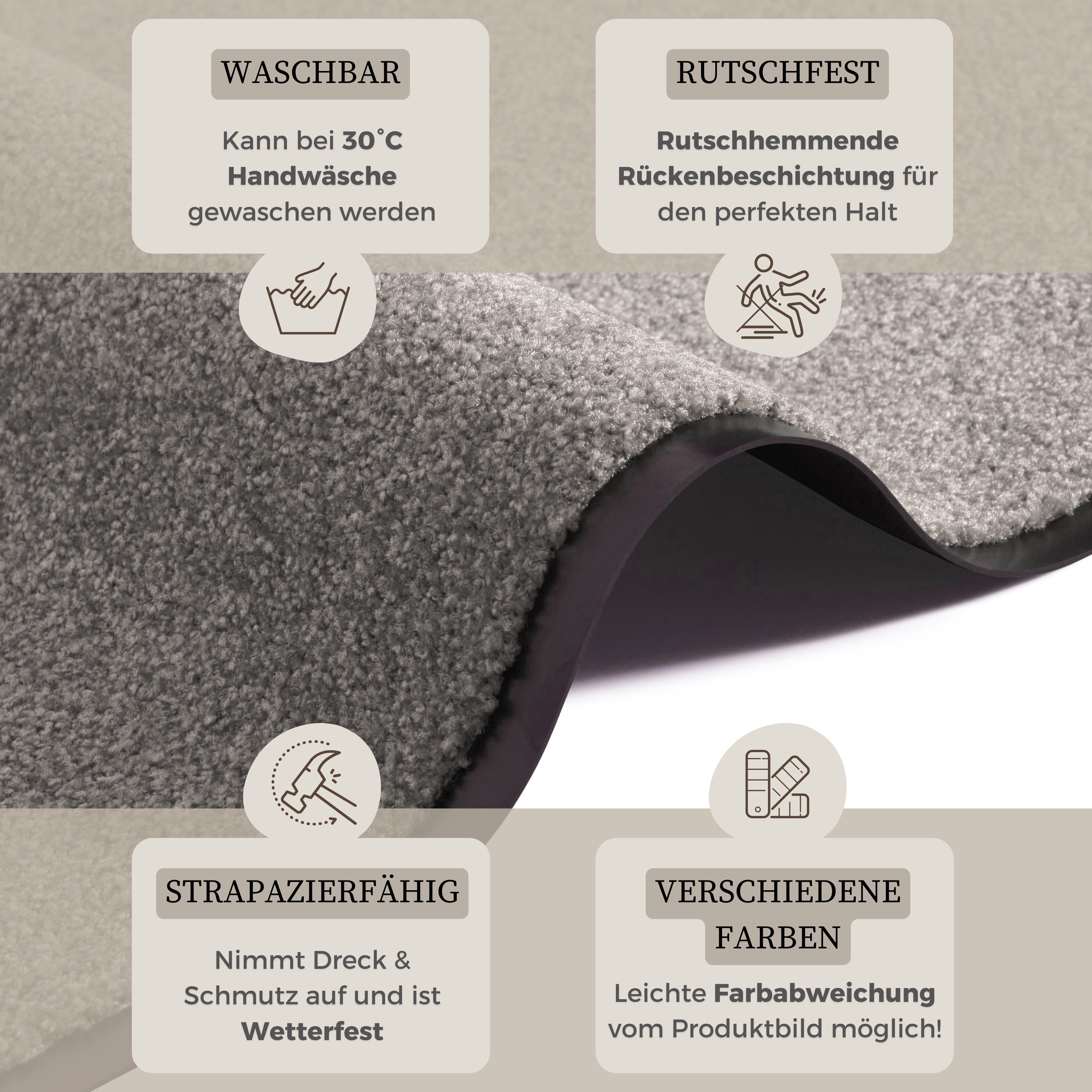 OTTO home Fußmatte Clean & Walk, rechteckig, Höhe: 7 mm, Schmutzfangmatte, Türmatte, In- und Outdoor, Teppich, Läufer, waschbar – Bild 4 von 5