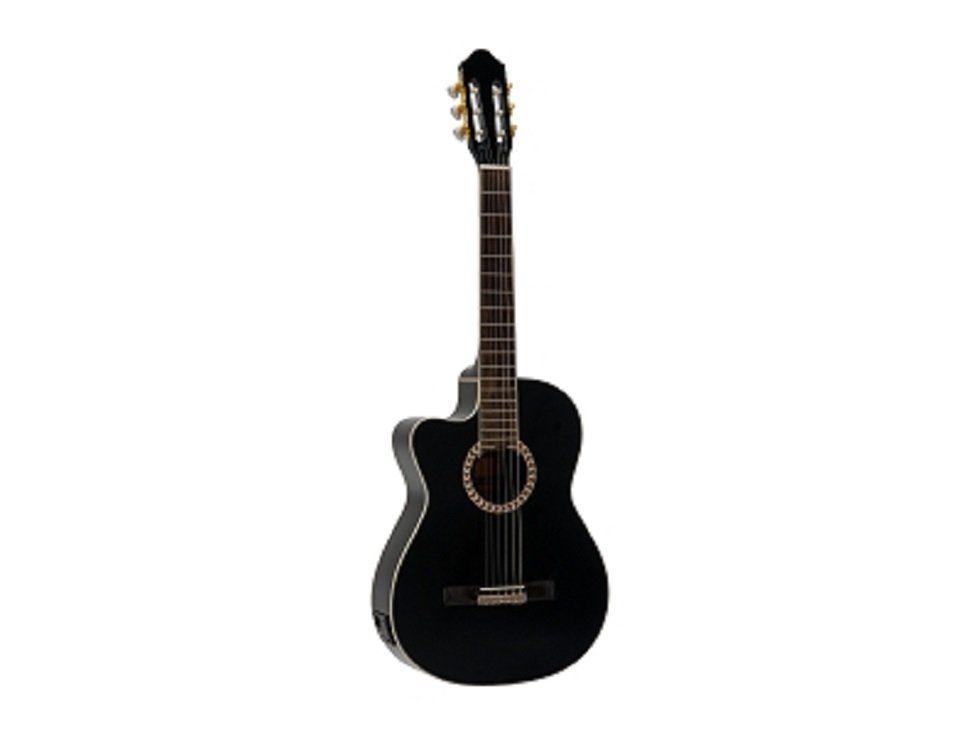 DIMAVERY Akustikgitarre CN-600L Klassikgitarre, schwarz, 4/4 Cutaway