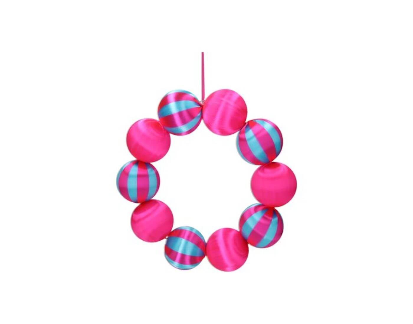 Giftcompany Dekokranz Chinois, Kugelkranz, uni/gestreift, pink/türkis