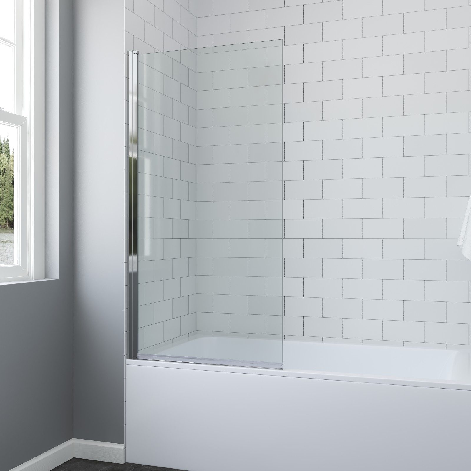 Badewannenaufsatz Badewanne Duschwand Duschabtrennung 1 tlg Glaswand 80x140 cm Trennwand