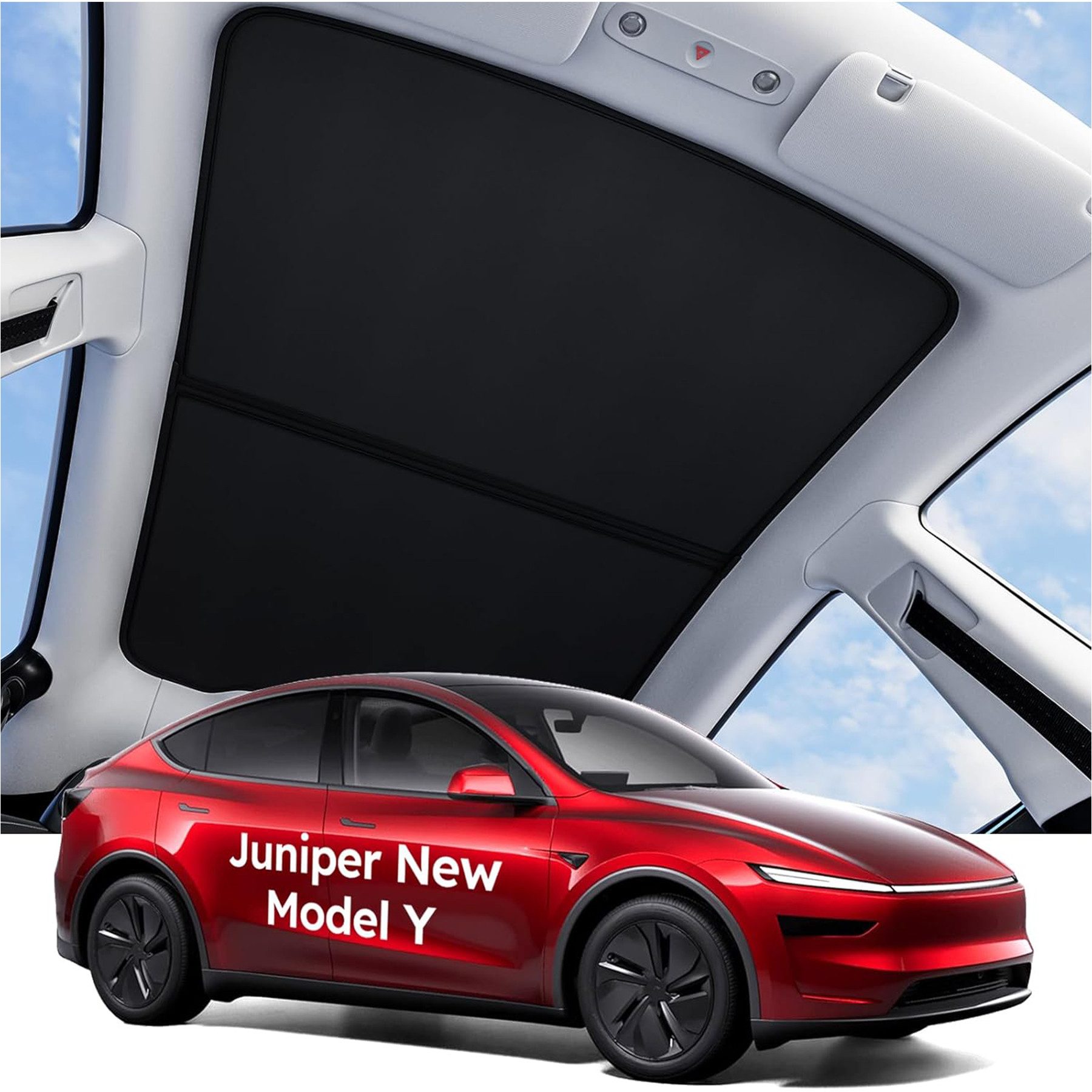 Mutig Autosonnenschutz Dach-Sonnenschutz für Tesla Model Y Juniper 2025-2026, (Wärmeisolierend UV-Schutz Nanoreflektierendes Innenzubehör, mit Hitzeschutz reflektierendes Material gegen Sonneneinstrahlung), für Tesla Model Y Juniper