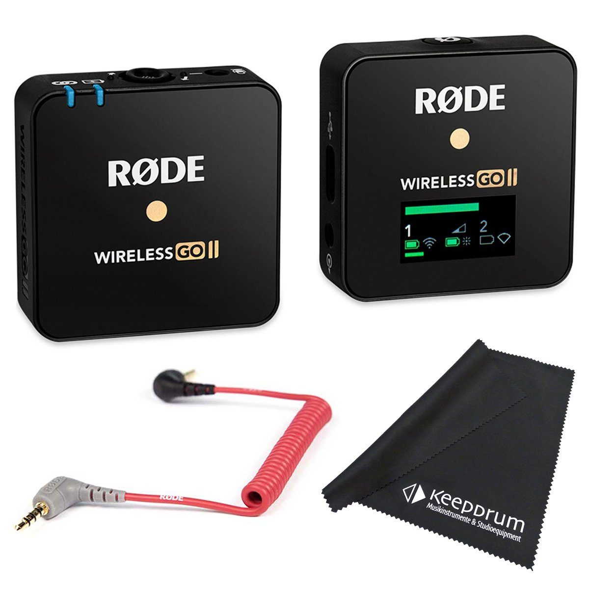Rode Wireless GO II Single mit SC7 Adapter mit Tuch Digitales Aufnahmegerät