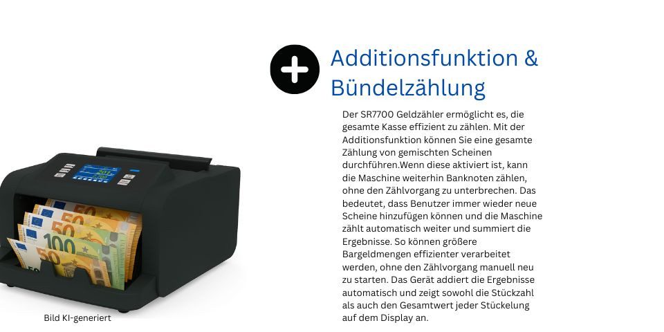 Securina24 Banknotenzähler Geldzählmaschine Geldzähler für gemischte Geldscheine SR7700 – Bild 4 von 5