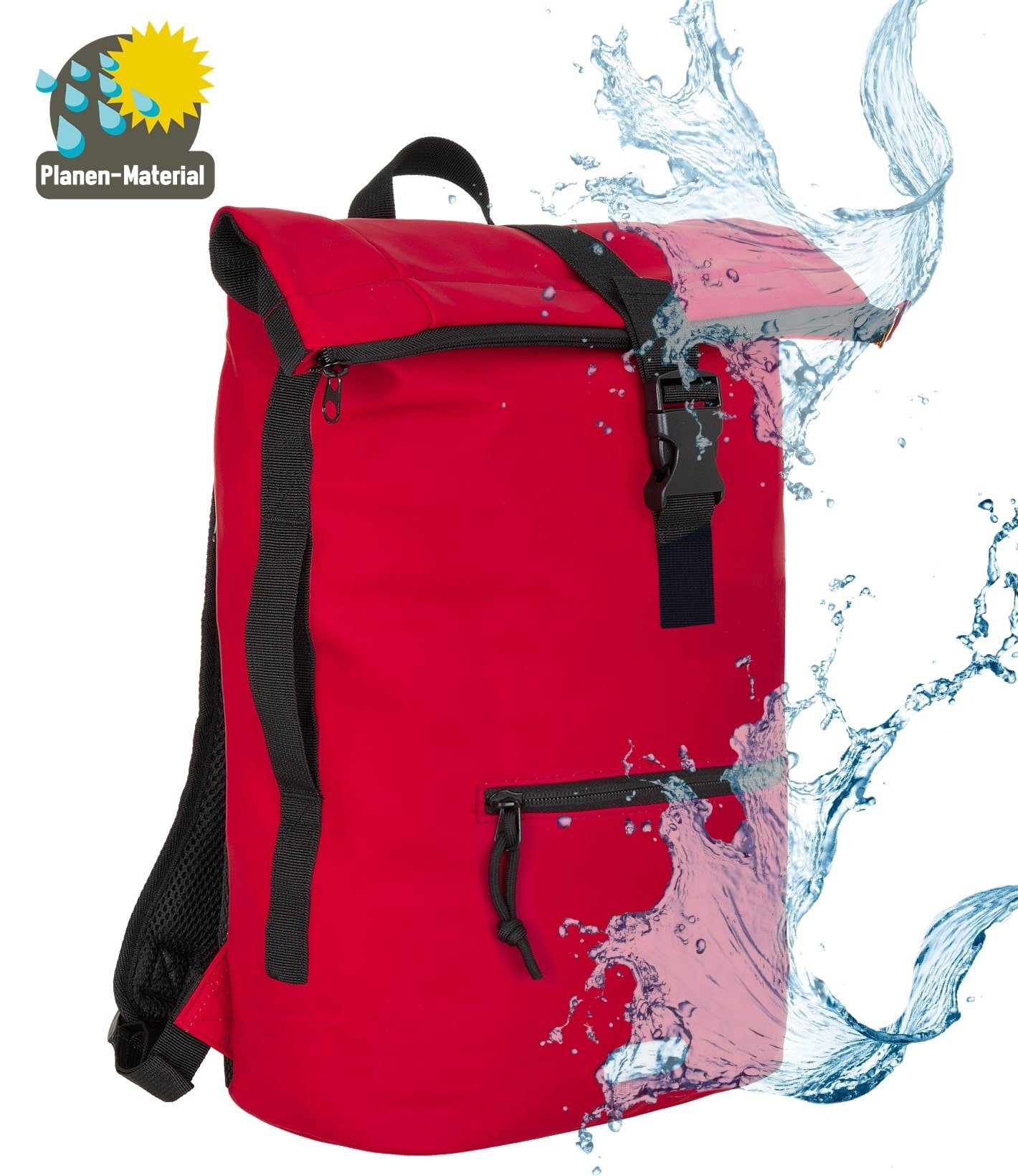 ELEPHANT Freizeitrucksack Time Bag aus Plane, Rucksack Laptoprucksack Daypack wasserabweisend + Trinkflasche