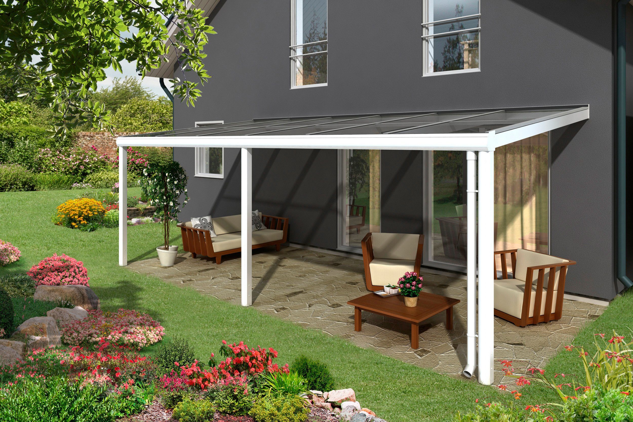 Skanholz Terrassendach Monza, BxT: 648x307
