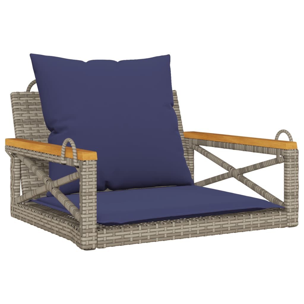 vidaXL Gartenbank Hängesessel mit Kissen Grau 63x62x40 cm Poly Rattan (1-St)
