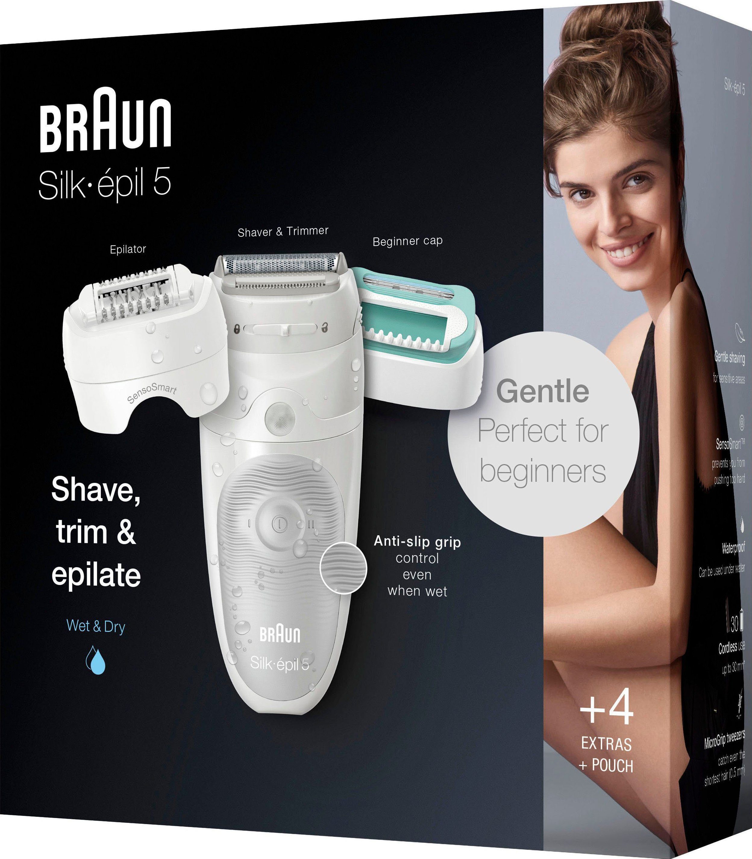 Braun Epilierer Silk-épil Micro-Grip-Pinzetten-Technologie Wet&Dry, 5 5-625