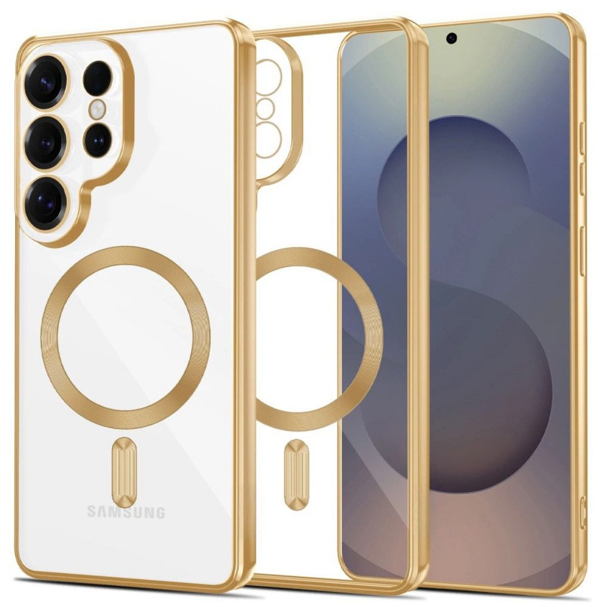 TECH PROTECT Handyhülle MagFlex für Samsung Galaxy S26 Ultra Glänzendes Gold Magnetisch Case 6,9 Zoll, Weiche Mikrofaser-Innenseite schützt vor feinen Kratzern