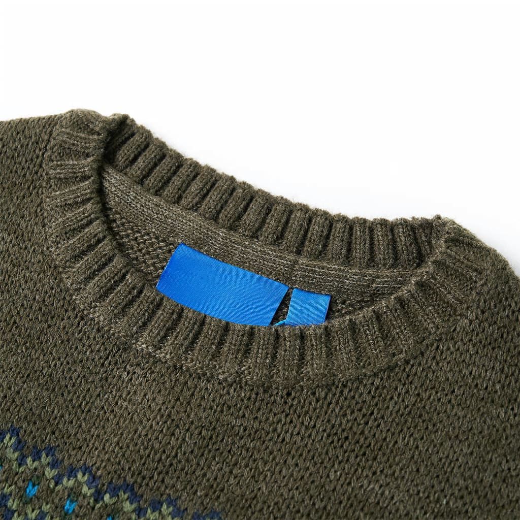 vidaXL Rundhalspullover Kinderpullover Gestrickt Khaki 128