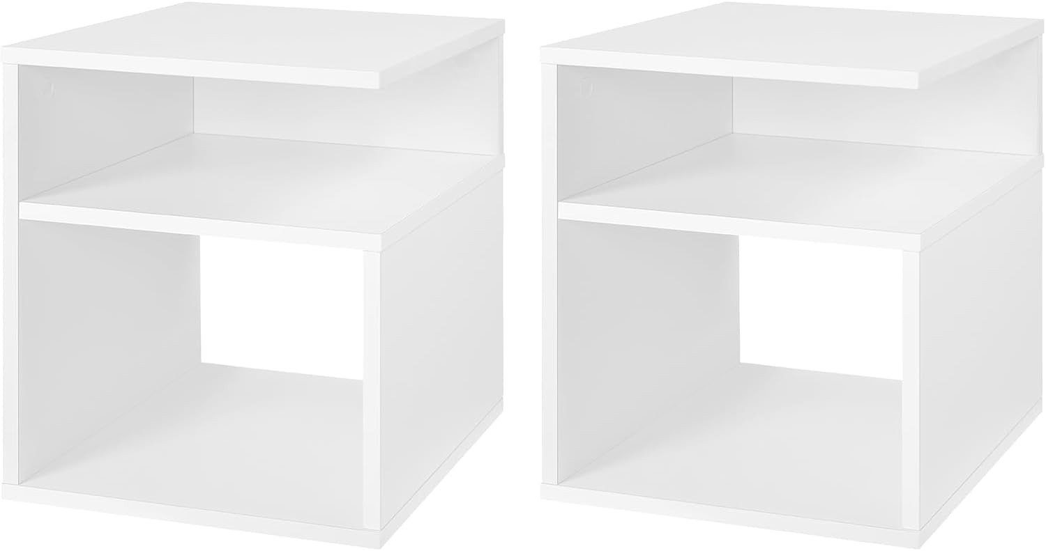 EUGAD Nachttisch (2-St., Set), Beistelltisch mit 2 offene Fächer