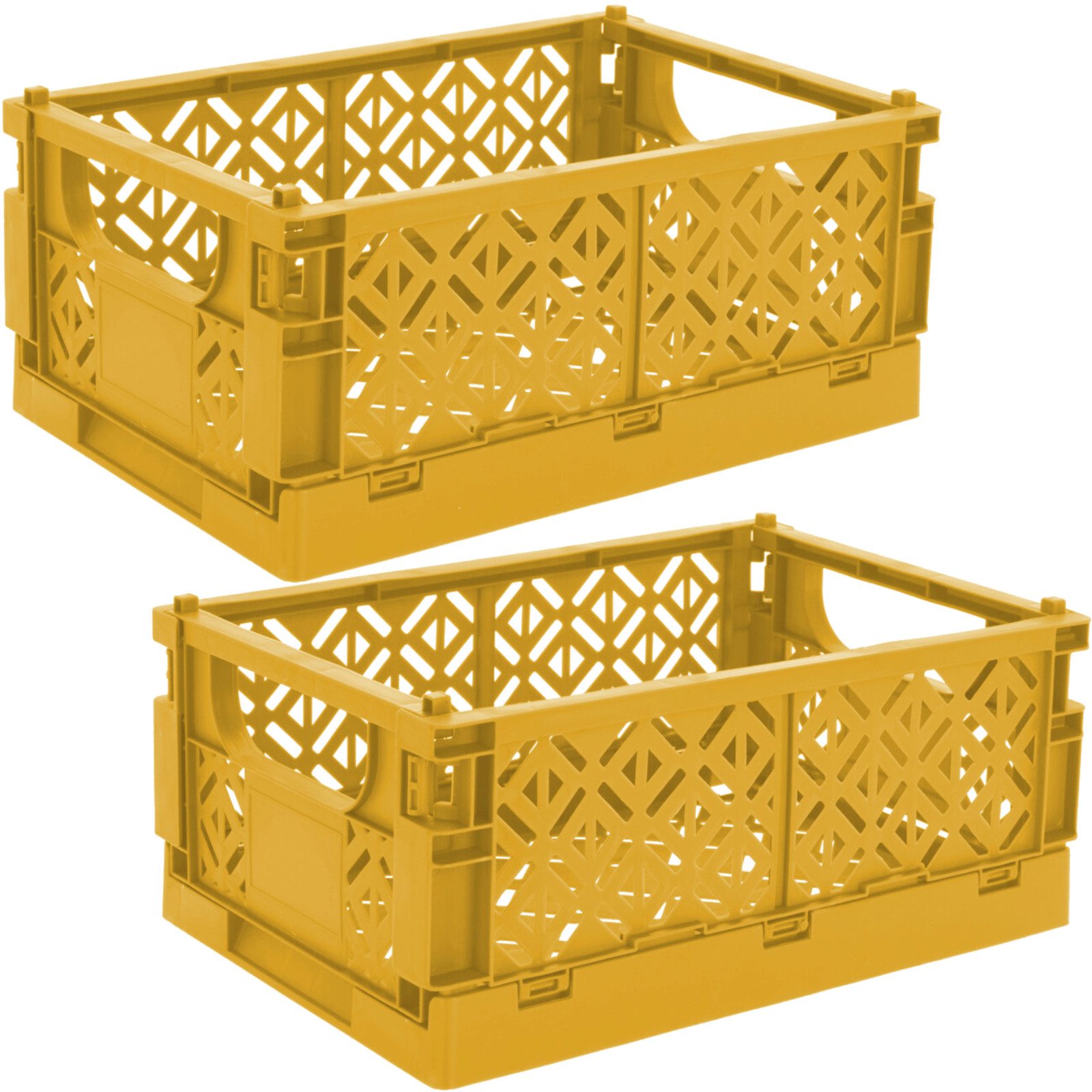 Koopman Klappbox Transportbox Kleinteilebox Faltbox Box Kiste 35x23x14cm, Gelb, Faltbar, Kunststoff, Tragegriffe, Stabil