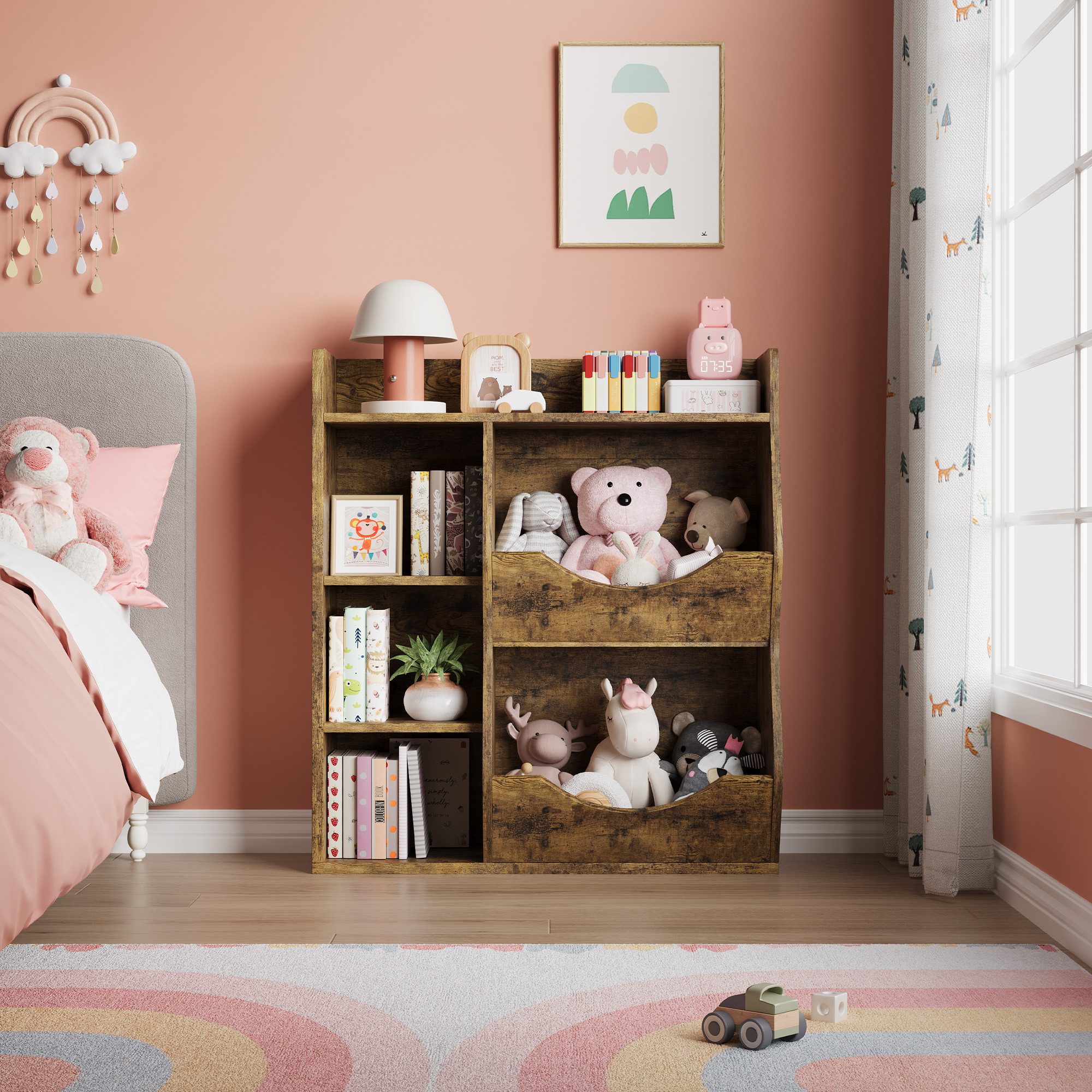 GarveeMore Kinderregal Bücherregal Kinder Spielzeugregal mit 5 Fächern 81x3 günstig online kaufen