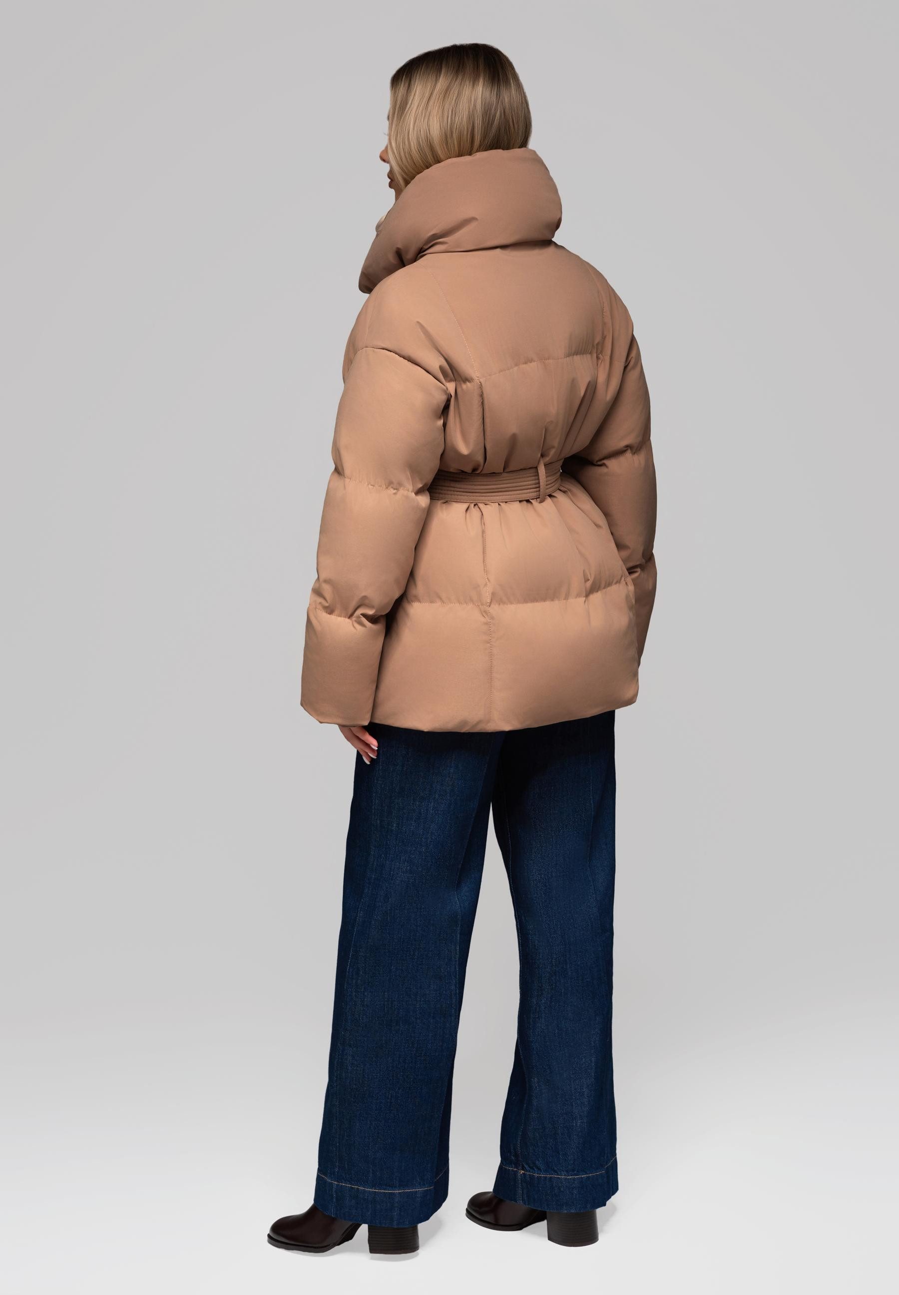 OMBRE Winterjacke Taillierte Steppjacke mit Bindegürtel