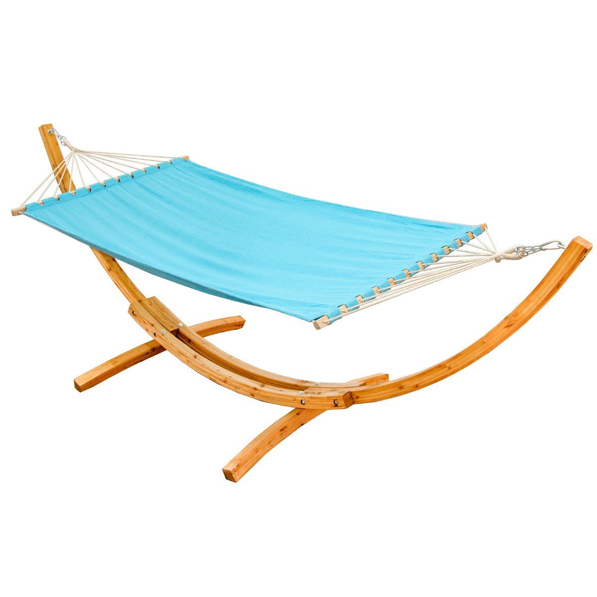 AMANKA Hängematte mit Gestell aus Holz - 200 x 120 cm Doppelhängematte für 2 Personen, XL Stabhängematte - Outdoor Relaxliege für Garten, Terrasse und Balkon