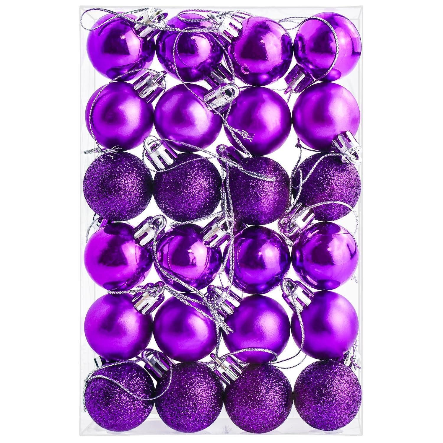 LuxusKollektion Christbaumschmuck 24x Weihnachtskugeln Lila Violett 30mm
