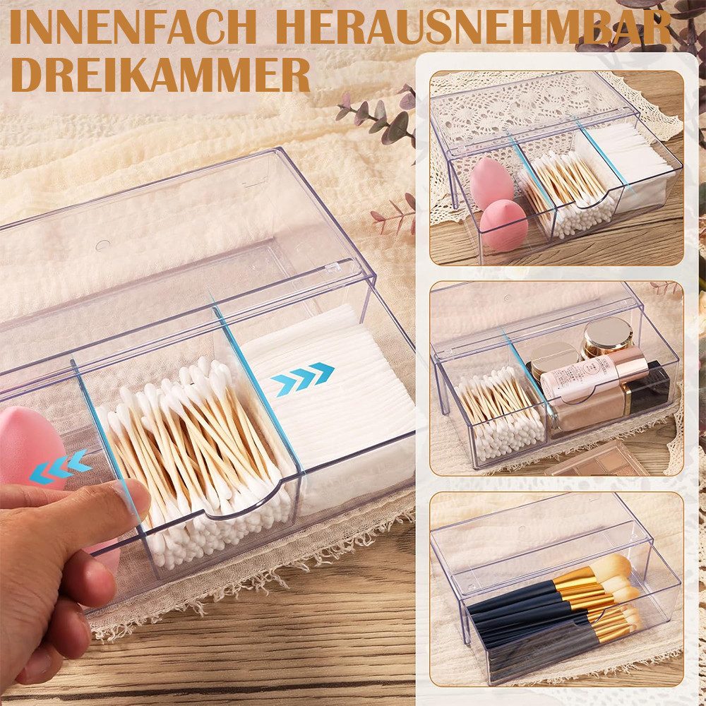TUWENA Organizer 2er-Set Stapelbarer Organizer mit Schubladen, Badezimmer Organizer (2 St), Transparent Organizer für Kommode Waschtisch Badezimmer Spiegelschra – Bild 4 von 5