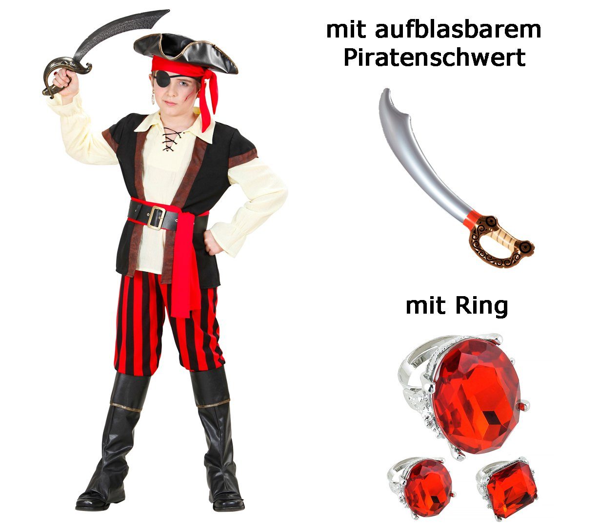 Scherzwelt Kostüm »Kinder Verkleidung Abenteuer Pirat - Seeräuber mit Ring  + Schwert 128 - 158 cm« online kaufen | OTTO