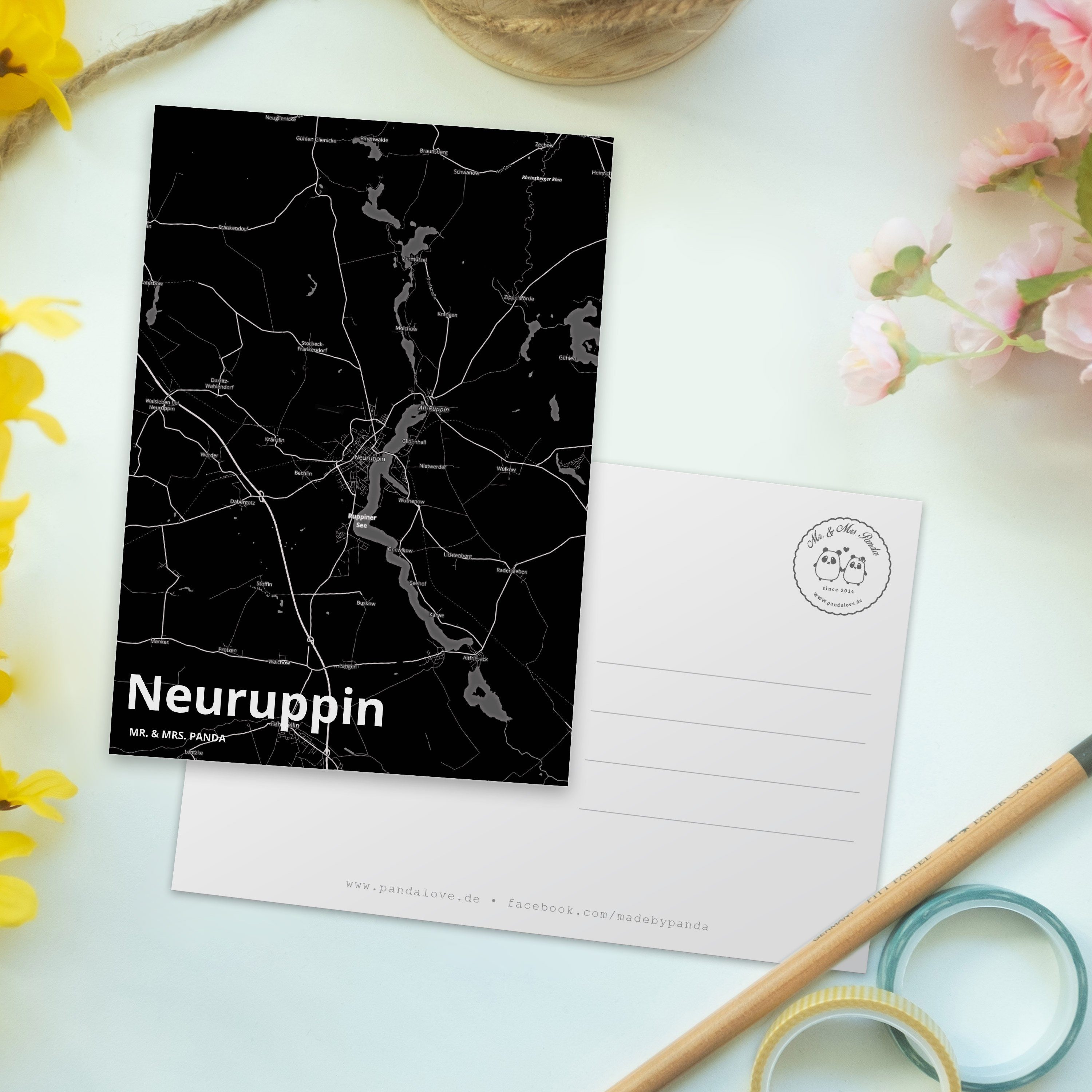 G - Neuruppin Postkarte Geschenk, Mr. Geburtstagskarte, & Panda Dankeskarte, Ansichtskarte, Mrs.