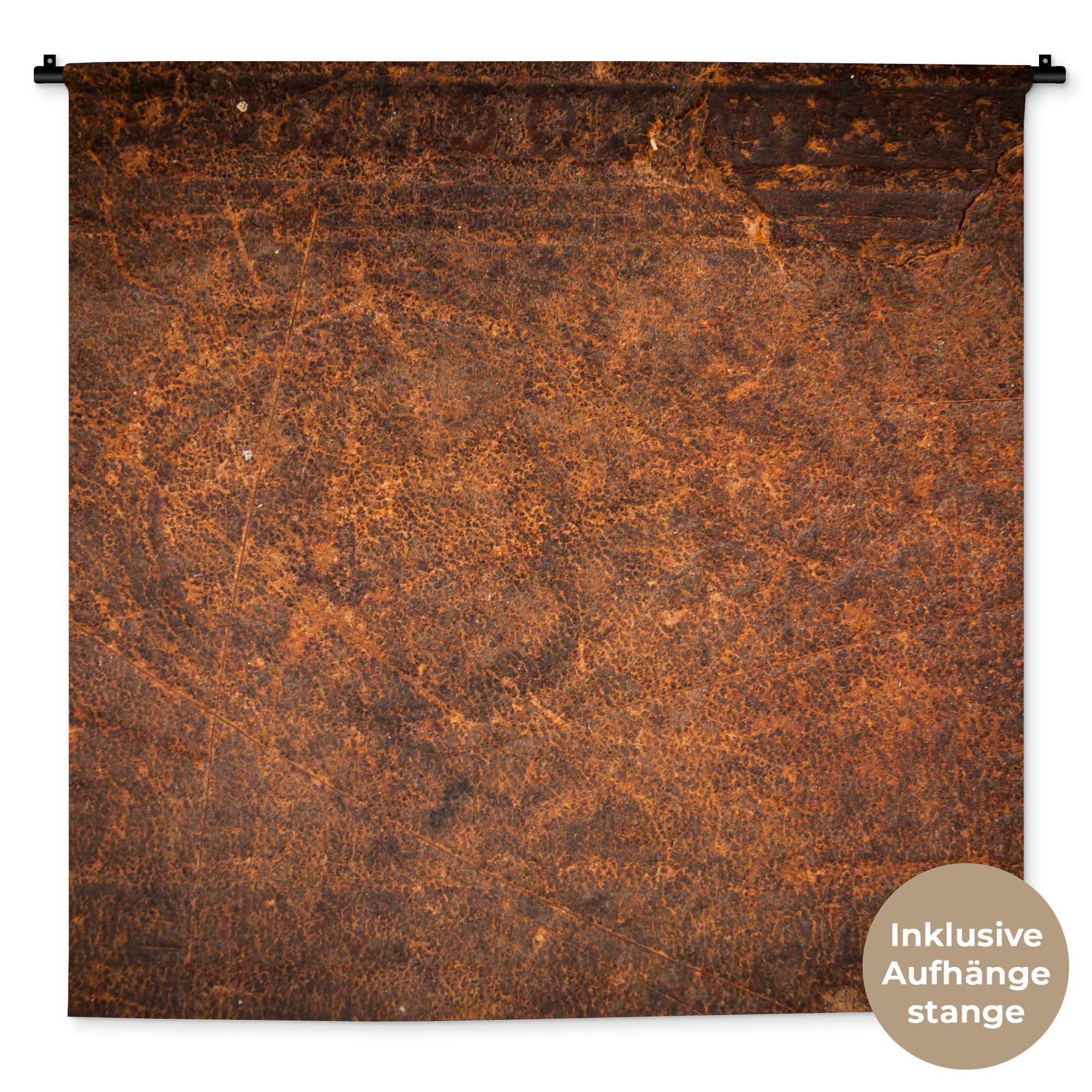 MuchoWow Wandteppich Leder - Textur - Braun - Orange, Quadratisch, Höhe: 3 mm, Wandtuch, Wanddekoobjekt, 120x120 cm