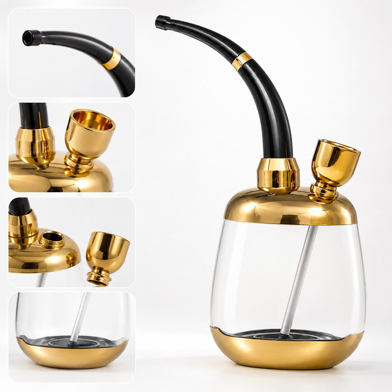 VEKROBOT Handpfeife Wasserpfeife 2 in 1 Tragbare Shisha Wasserfiltersystem für unterwegs, (Set, 1-St., Abnehmbar & waschbar – mühelose Reinigung), Doppelfilter System für besonders sanften Genuss