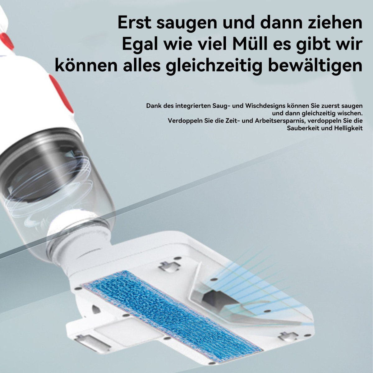 DOPWii Akku-Handstaubsauger Weiss Bodenstaubsauger,6000Pa Saugköpfe, 2 Stielstaubsauger 3 Mit in beutellos 40W 1