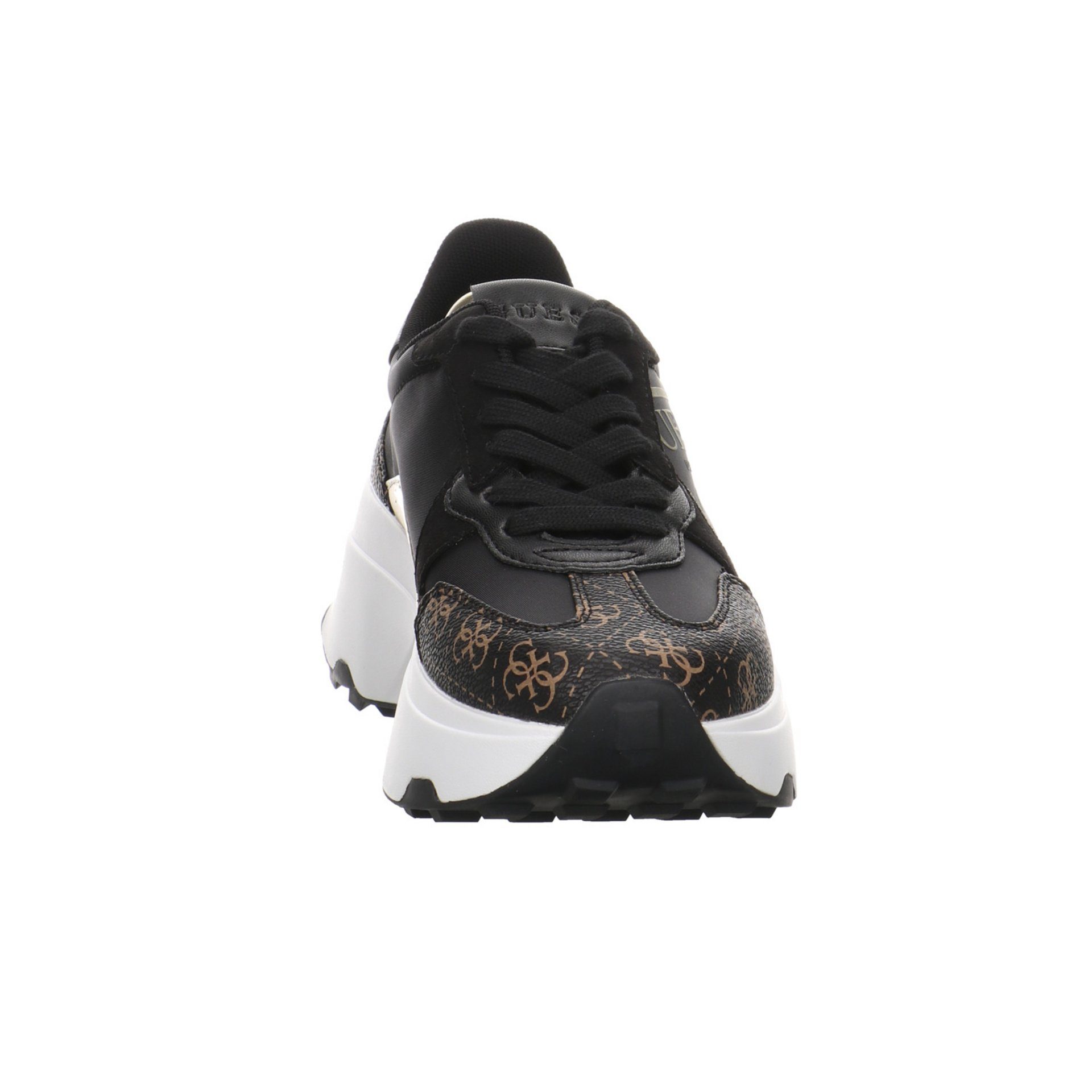 Synthetikkombination Schnürschuh Damen Calebb Sneaker Runner black/brown/ocra Guess Schuhe Sneaker