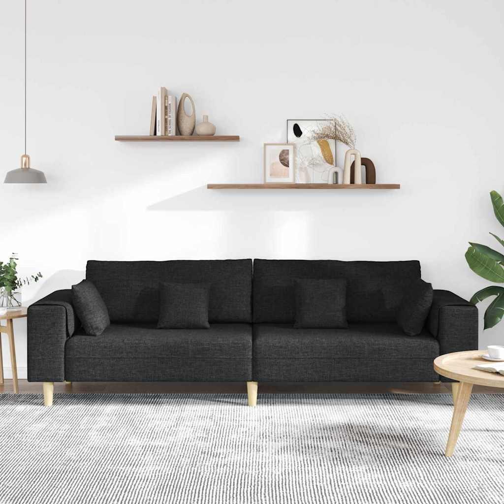 vidaXL Sofa Stoffsofa mit Kissen Schwarz günstig online kaufen
