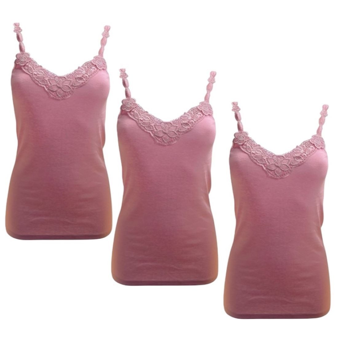Toker Collection® Achseltop Damen Unterhemd mit elastischen Trägern im 3er Pack (Spar Packung, 3er Pack) aus reiner Baumwolle