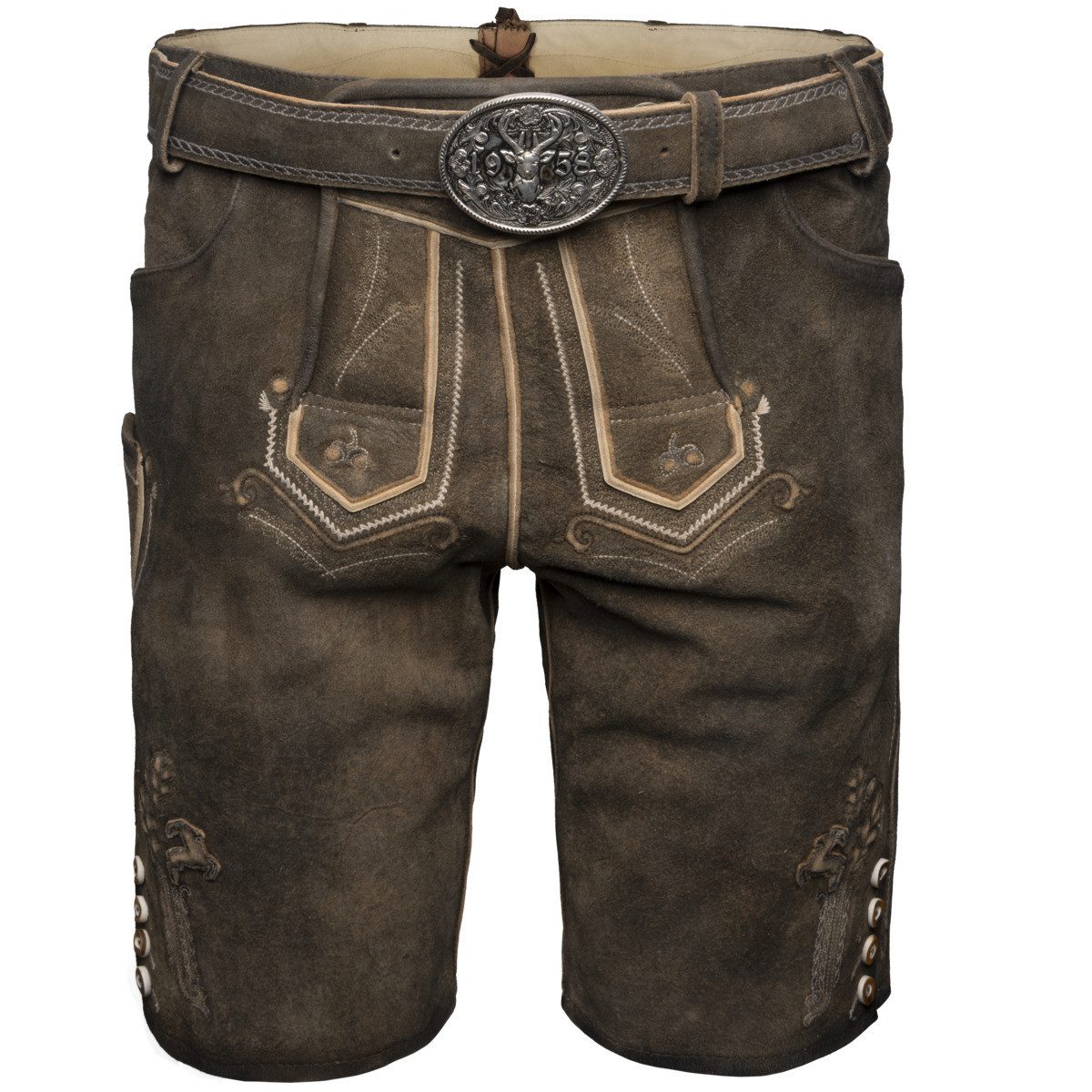 Krüger Trachtenlederhose Milo mit Gürtel Herren (1-tlg) Trachtenlederhose, Trachtenhose, Bayerische Lederhose, Oktoberfest