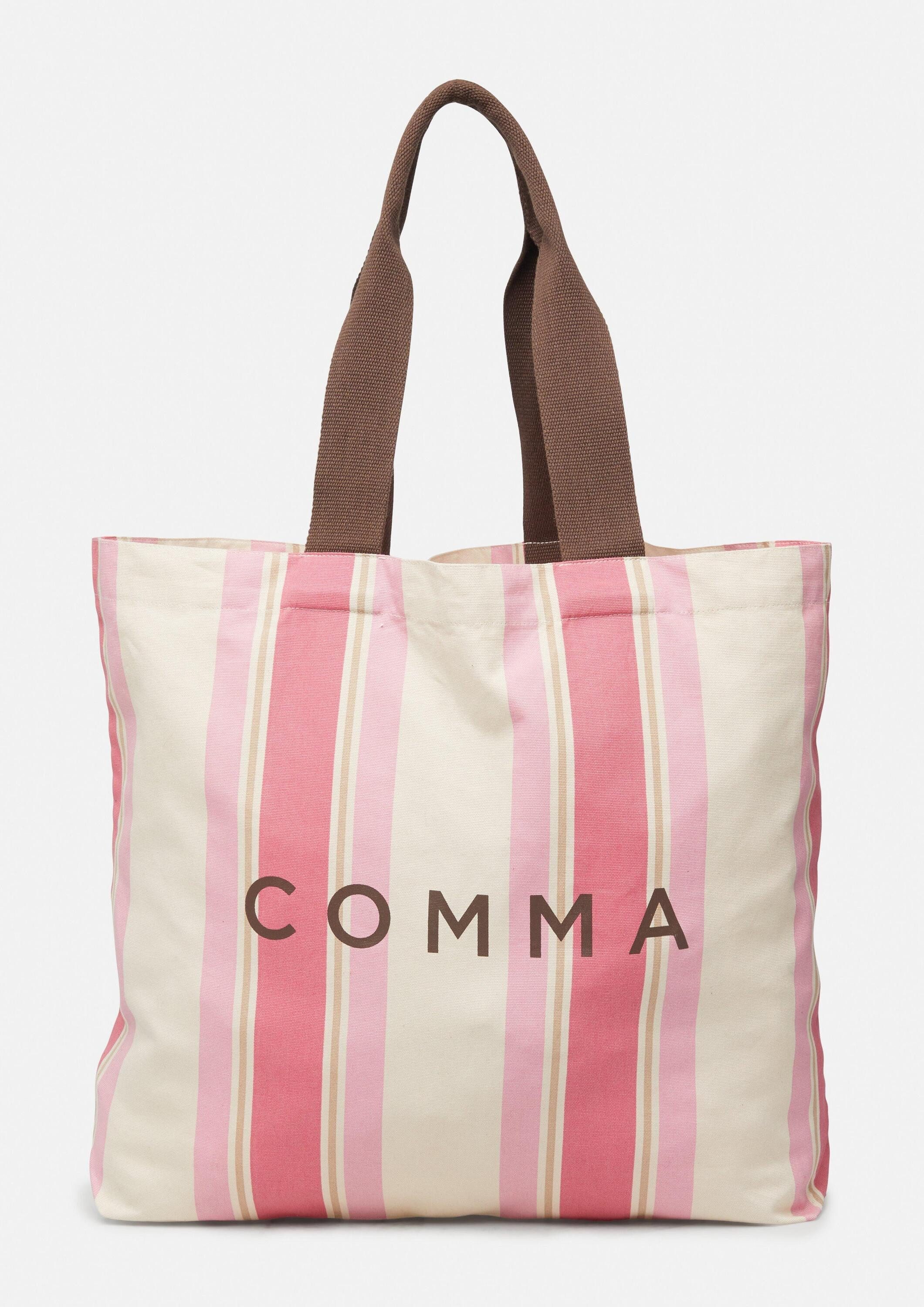 comma Shopper Tasche, Gestreifter Canvas Shopper