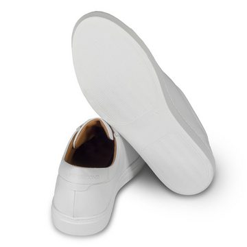 ROSSANO BISCONTI Leichte Herren Kalbsleder Sneaker in weiß, mit weißer Sohle Sneaker Handgefertigt in Italien