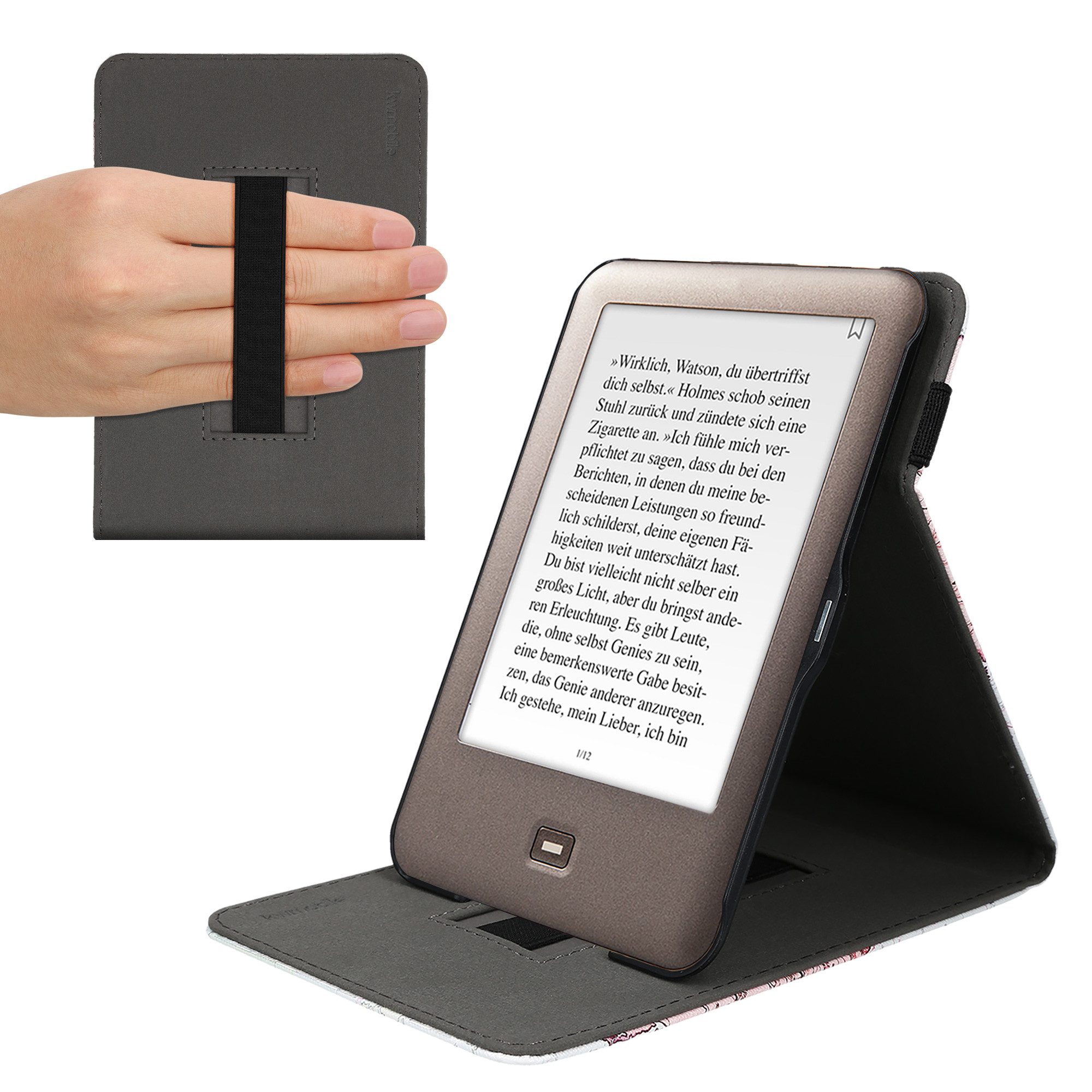 kwmobile E-Reader-Hülle Hülle für Tolino Shine (2013), Schlaufe Ständer - e-Reader Schutzhülle - Flip Cover Case