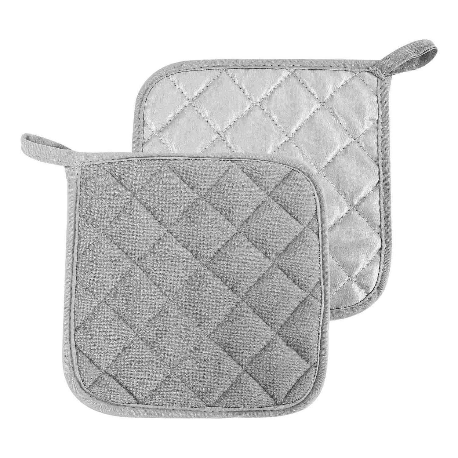 LuxusKollektion Topflappen Topflappen Set Baumwolle Hellgrau 2 Stk