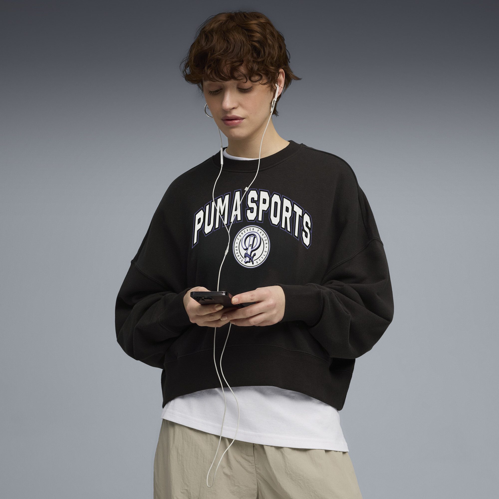 PUMA Sweatshirt Wardrobe Essentials Sports Legacy Oversized Graphic Crew