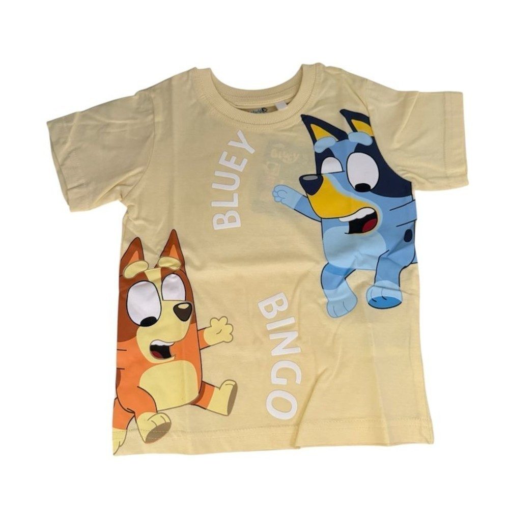 Bluey T-Shirt Bluey & Bingo Kurzarm-T-Shirt für Jungen, Gelb oder Blau, Größen