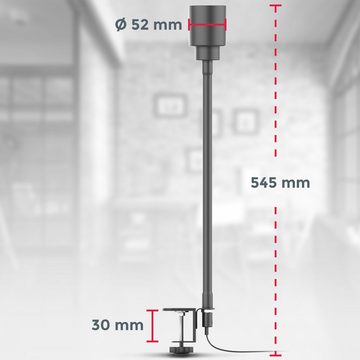 B.K.Licht Klemmleuchte BK_KL1355 LED Klemmlampe, Inkl. 5W-GU10 Leuchtmittel, Schwarz, LED wechselbar, Warmweiß, 3.000K warmweißes Licht, Schwenkbar, Kippschalter, 3cm klemmbar