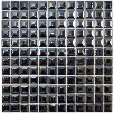 Mosani Mosaikfliesen Glasmosaik Nachhaltiger Wandbelag Fliese Recycling schwarz metallic